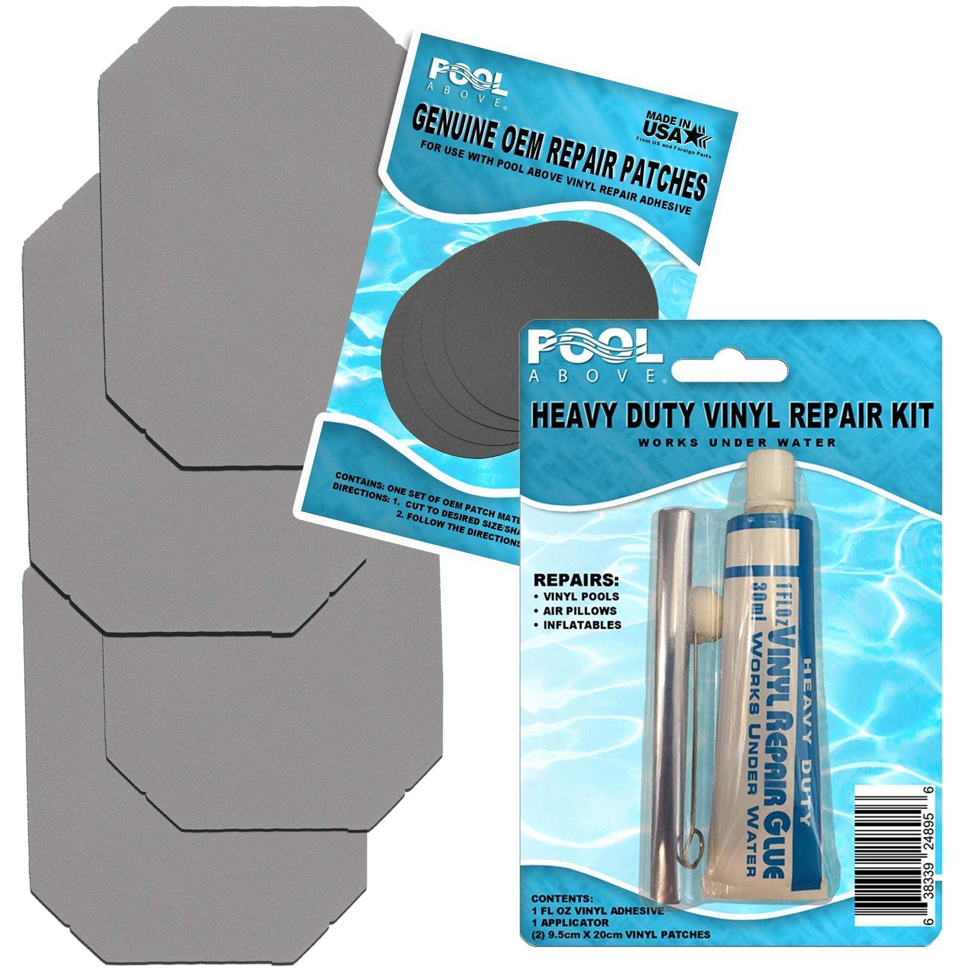 Pool Above Repair Kit for Easy Set, Fast Set, Frame Set Pool Liner | Vinyl Patches and Glue
