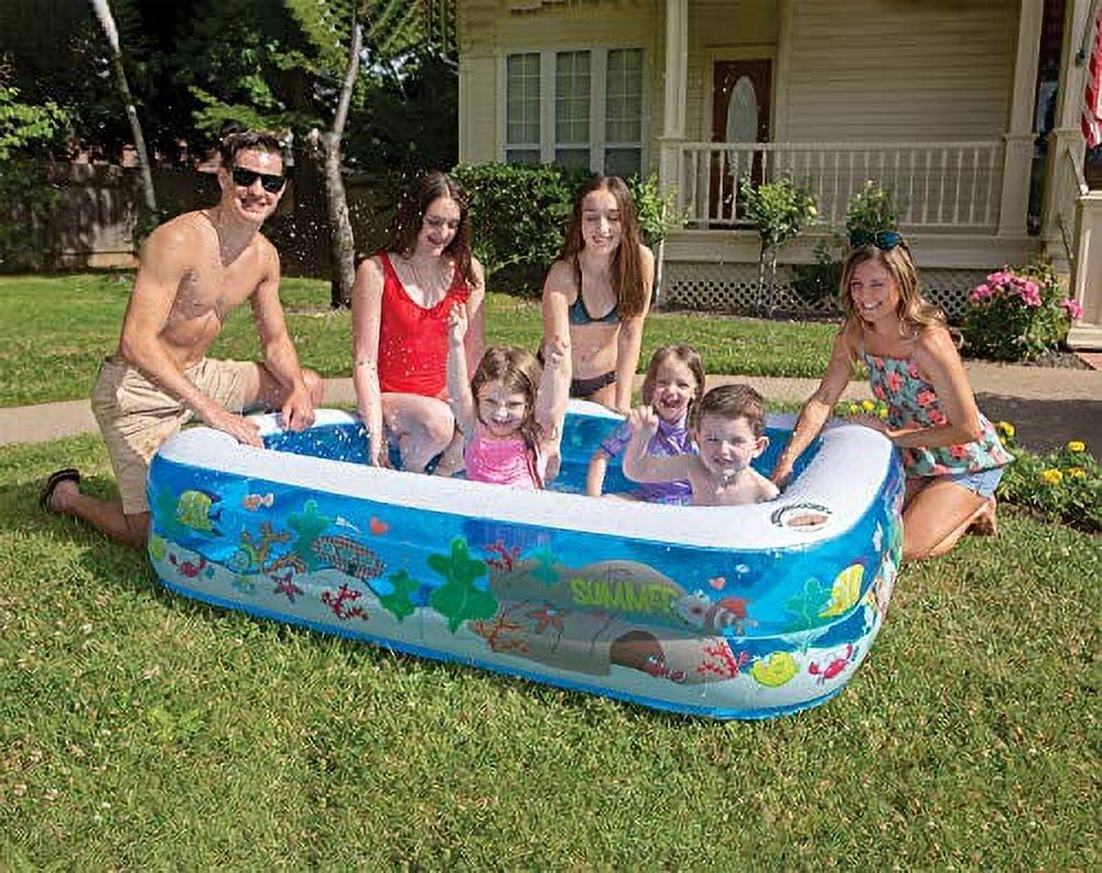 Blue Vinyl Rectangular Inflatable Kiddie Pool