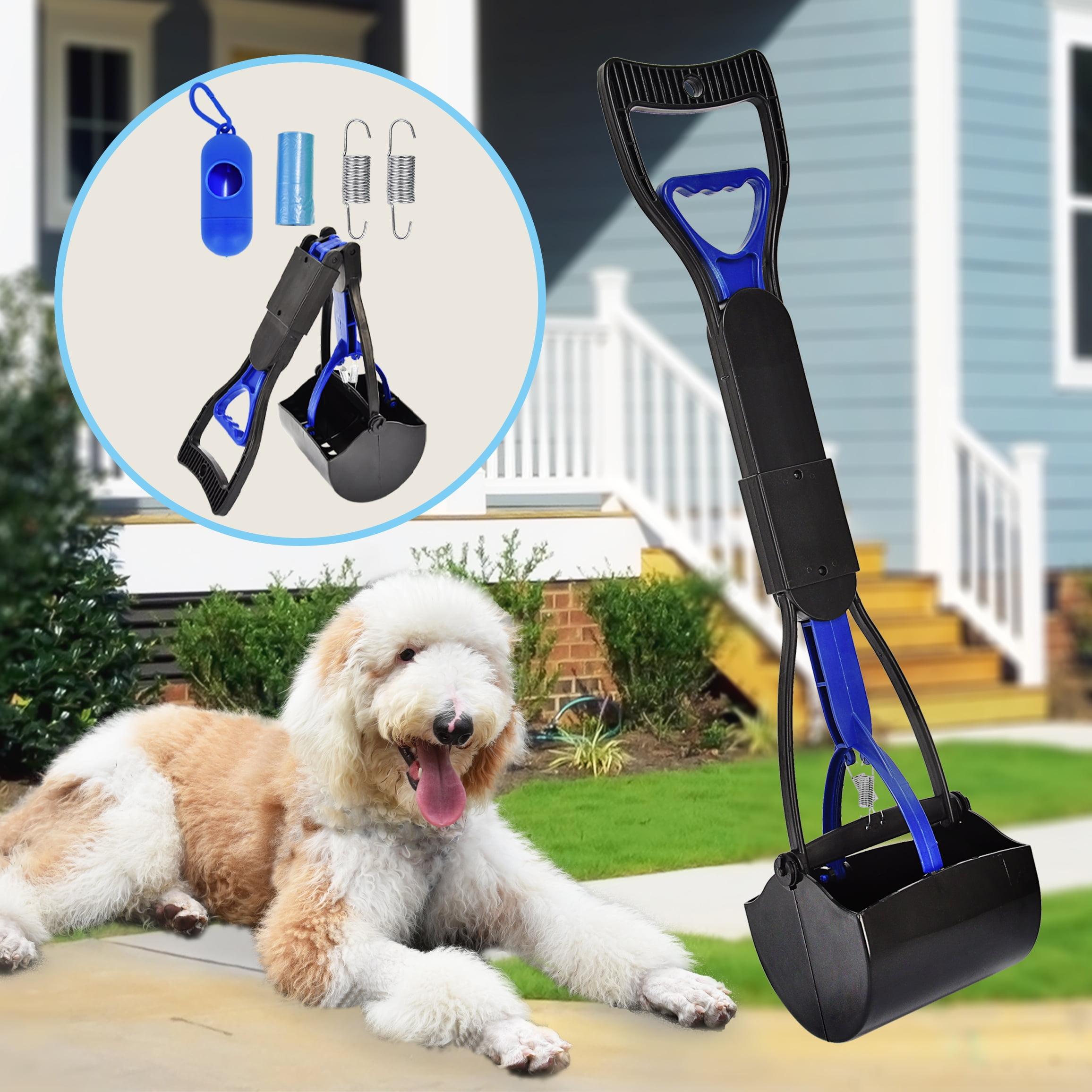 Pooper Scooper for Large Dogs，Portable Dog Pooper Scooper with Long Handle,Foldable Pet Pooper Scooper with Waste Bag,Easy to Use Perfect for Grass,Dirt,Gravel（Blue）