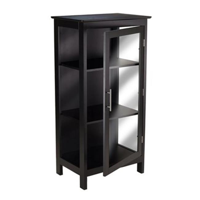 Poppy Display Curio Cabinet with Glass Door Wood/Black - Winsome: Tempered Glass, 3 Fixed Shelves, Metal Handle