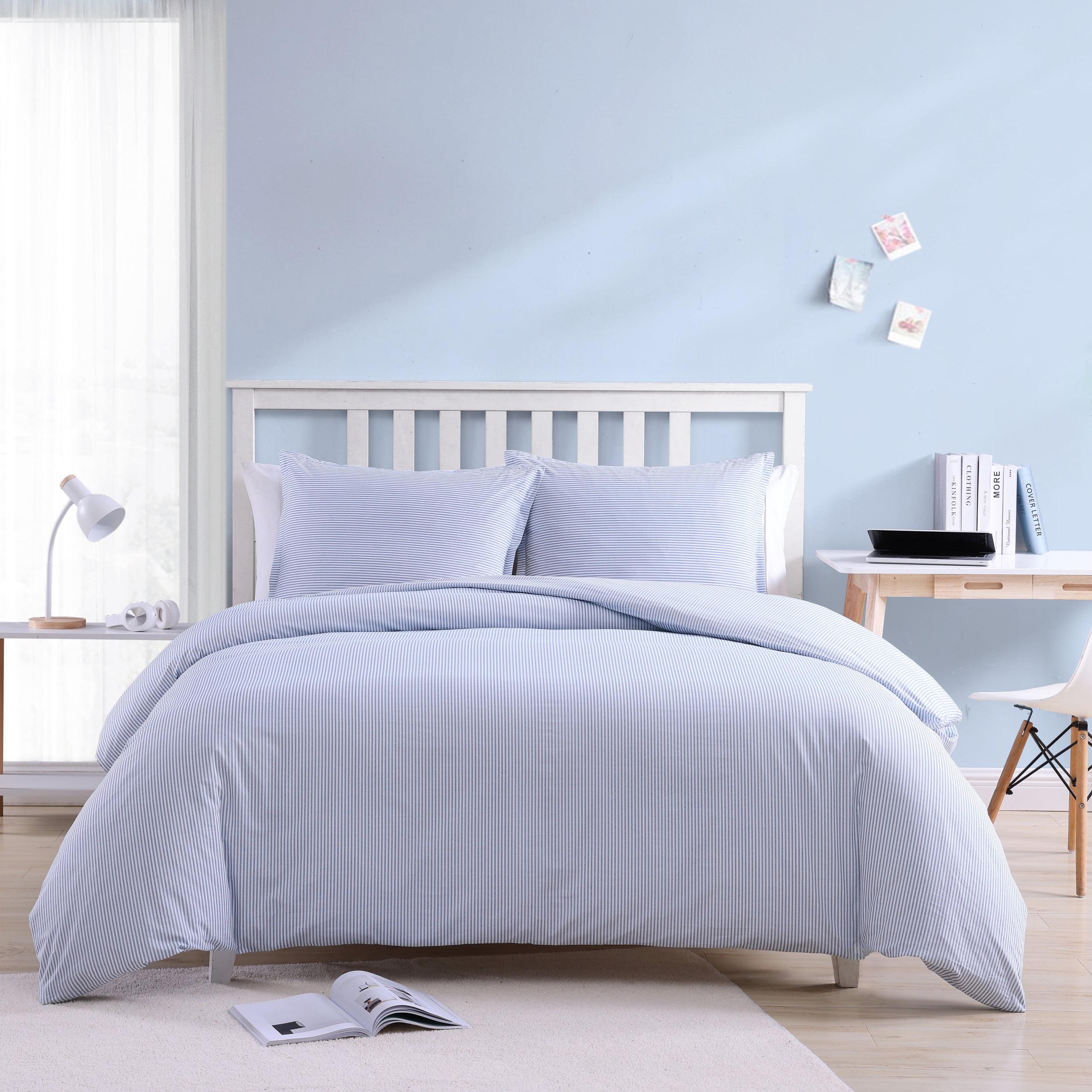 Blue 100% Cotton Reversible Duvet Cover Set