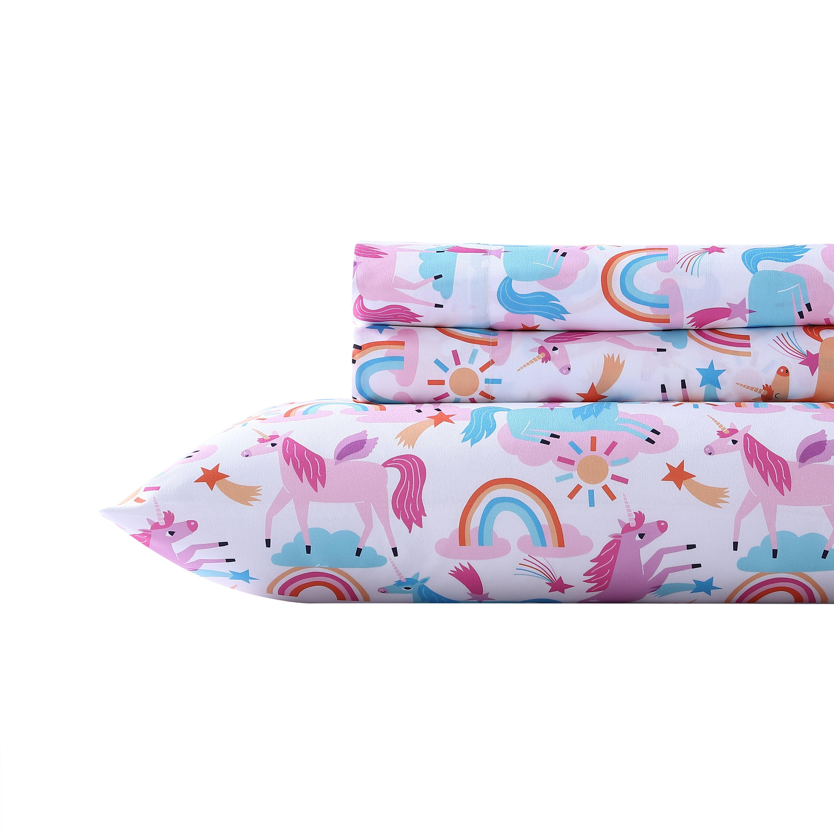 Pink Unicorn Print Twin Microfiber Sheet Set