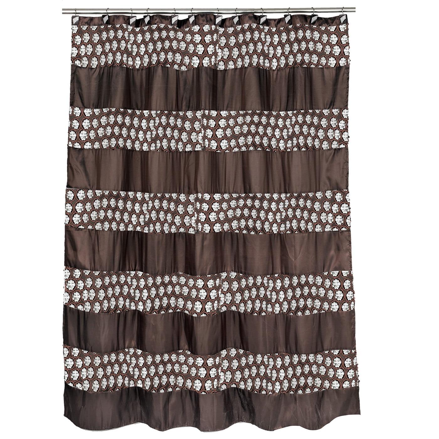 Zahari Home Sinatra Bathroom Shower Curtain Glamorous Bling Fabric Shower Curtain, 72"x70", Brown