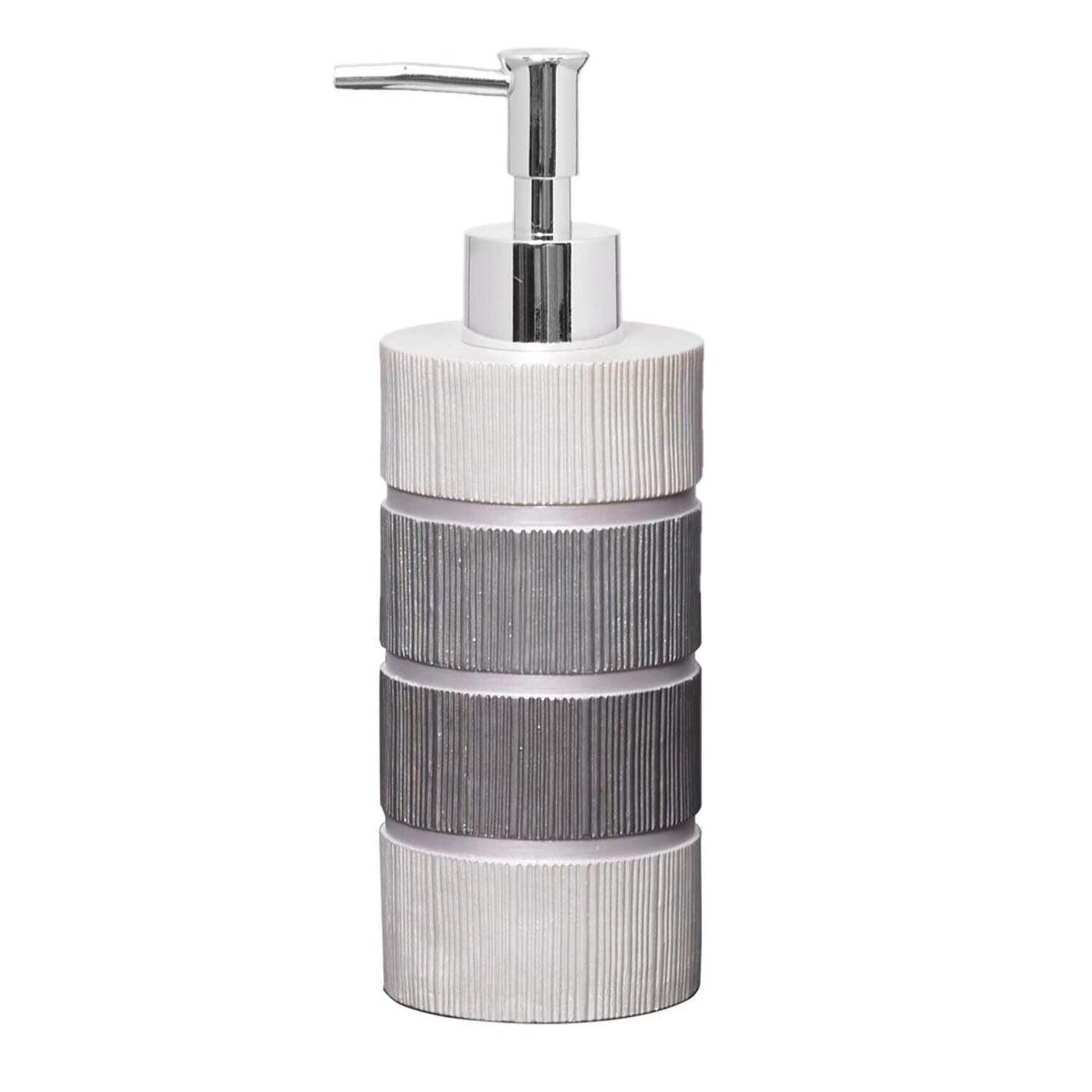 Modern Gray and White Ribbed Resin Lotion Dispenser