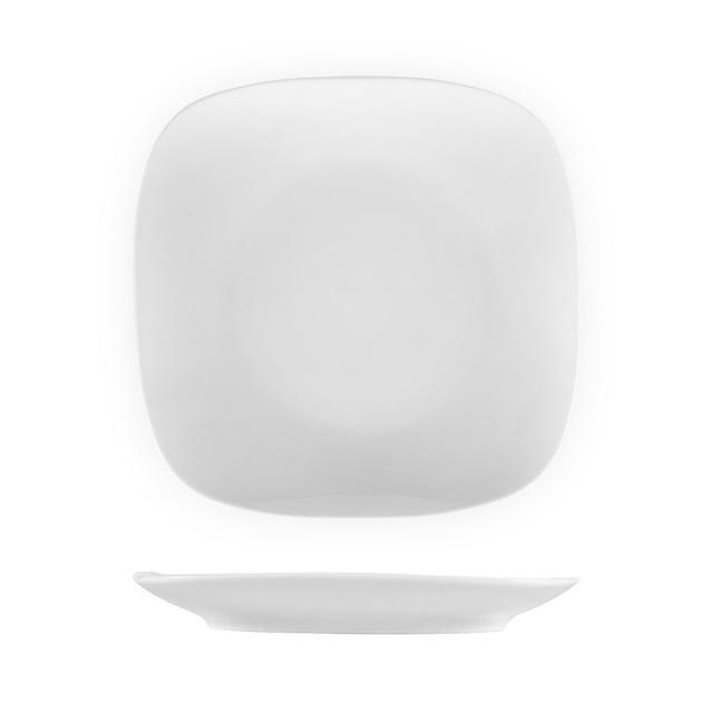 Porcelain Mimoza 10" x 10" Square White Porcelain Plate (Set of 4)