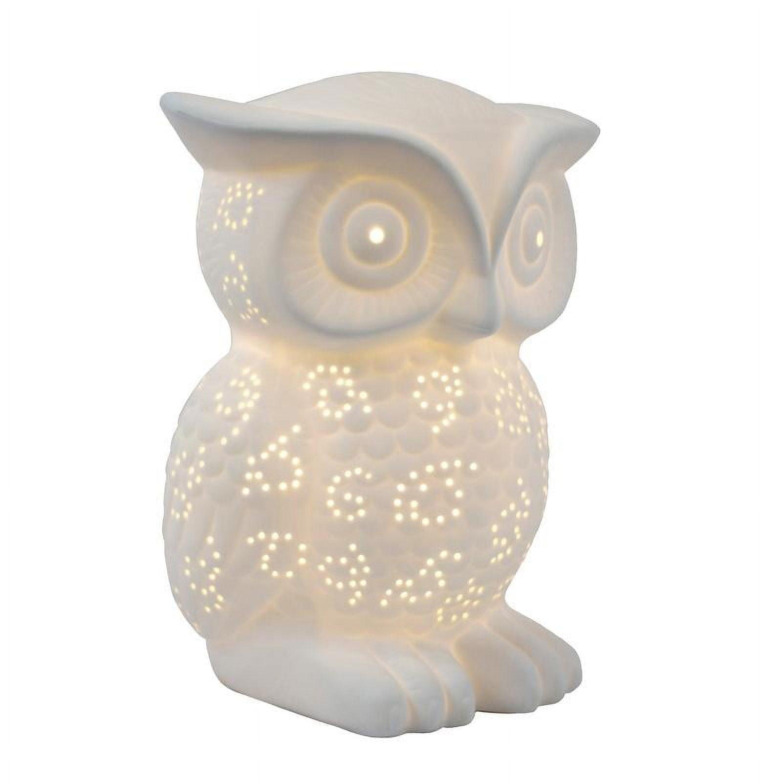 White Porcelain Owl Shaped Kids Table Lamp