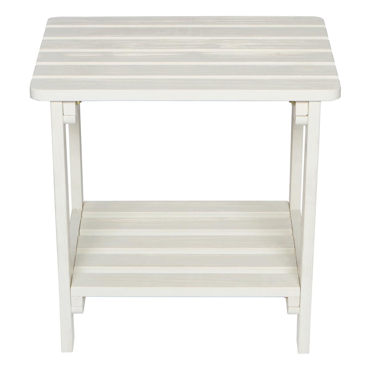 Shine Company Rectangular Traditional Wooden Indoor/Outdoor Side Table in White