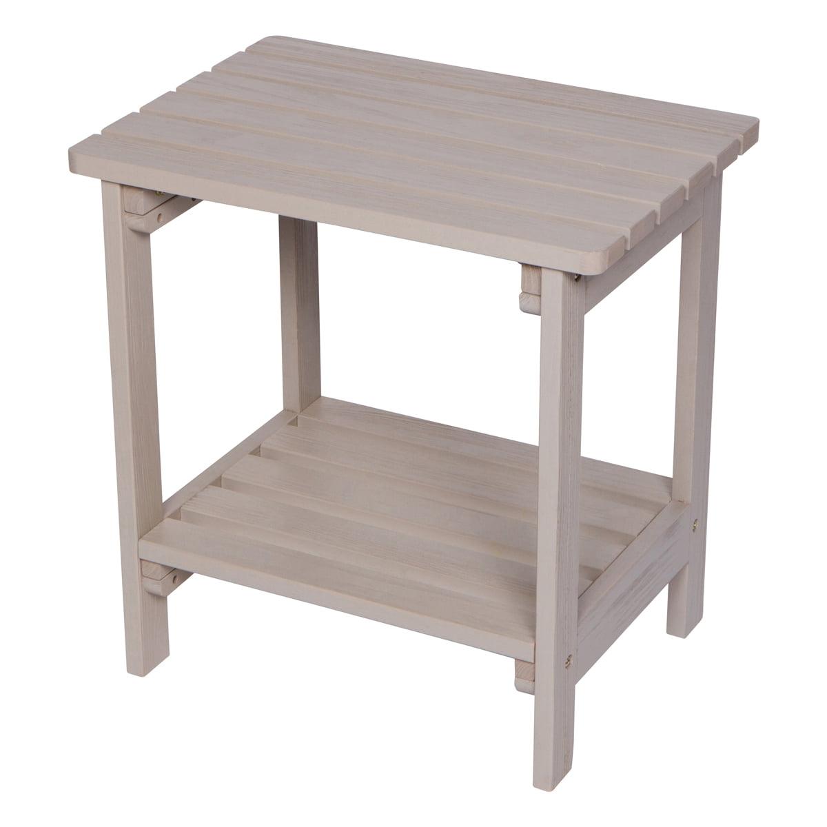 Shine Company Rectangular Traditional Wooden Indoor/Outdoor Side Table in Gray