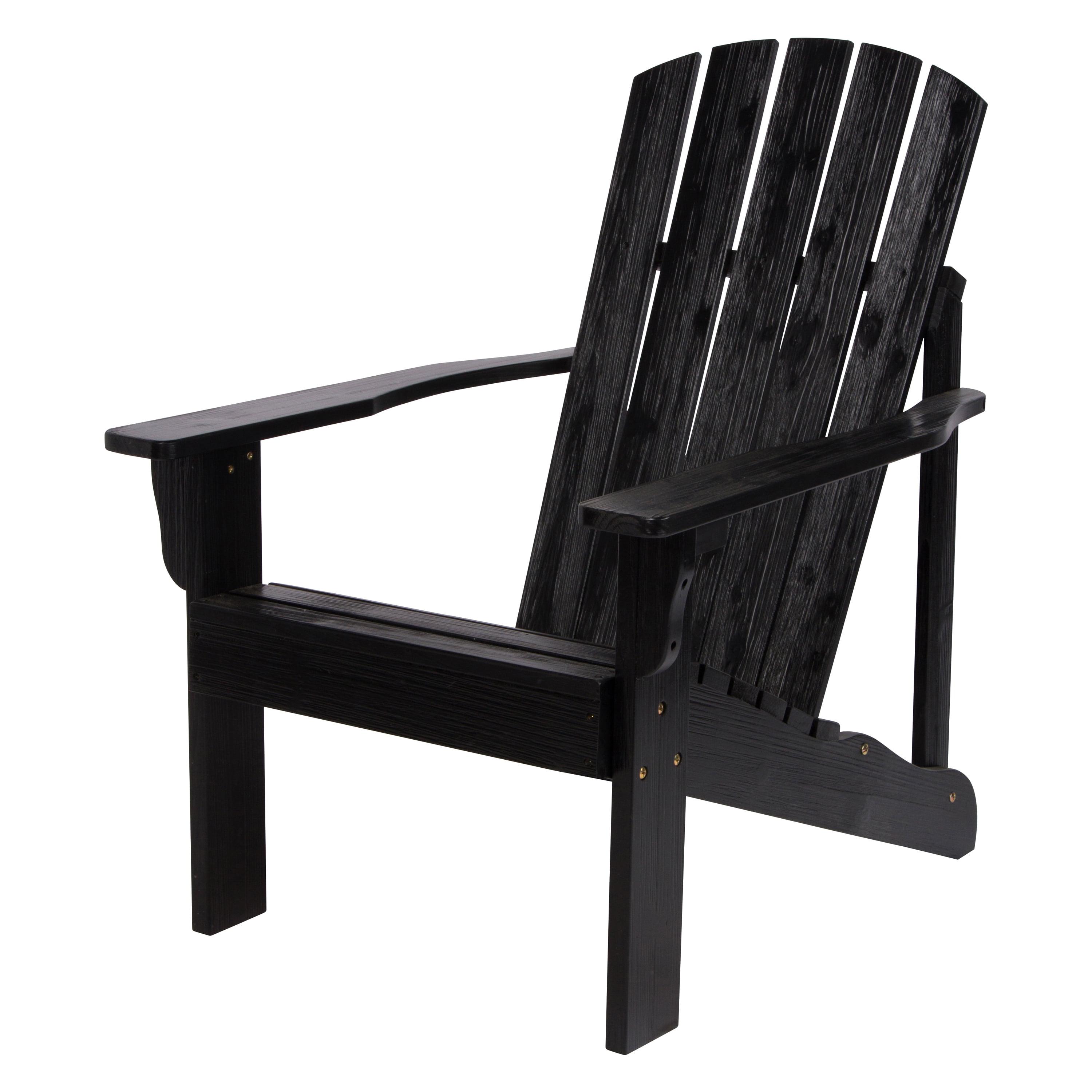 Shine Company Traditional Cedar Wood Patio Firepit Adirondack Chair in Black