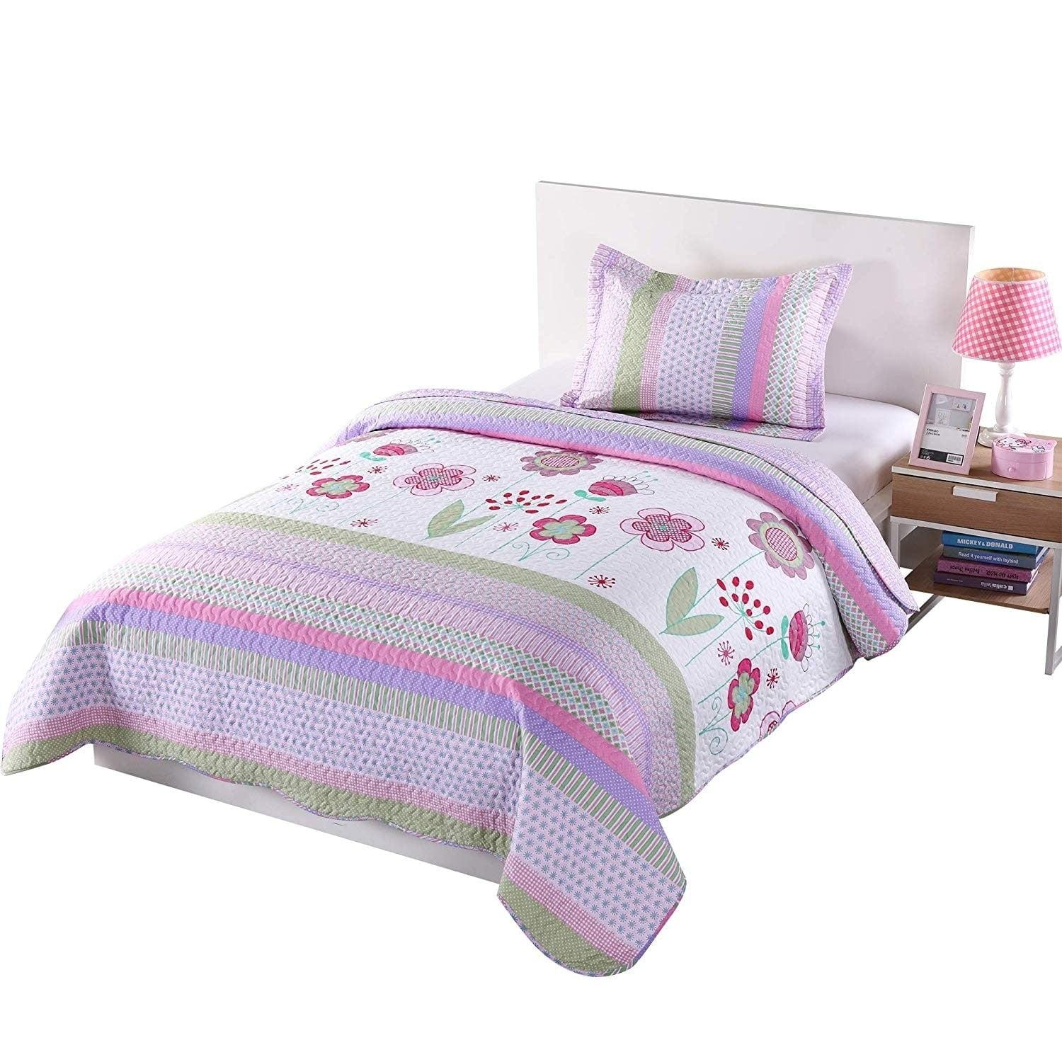 P-purple Floral Quilt Floral Quilt Set