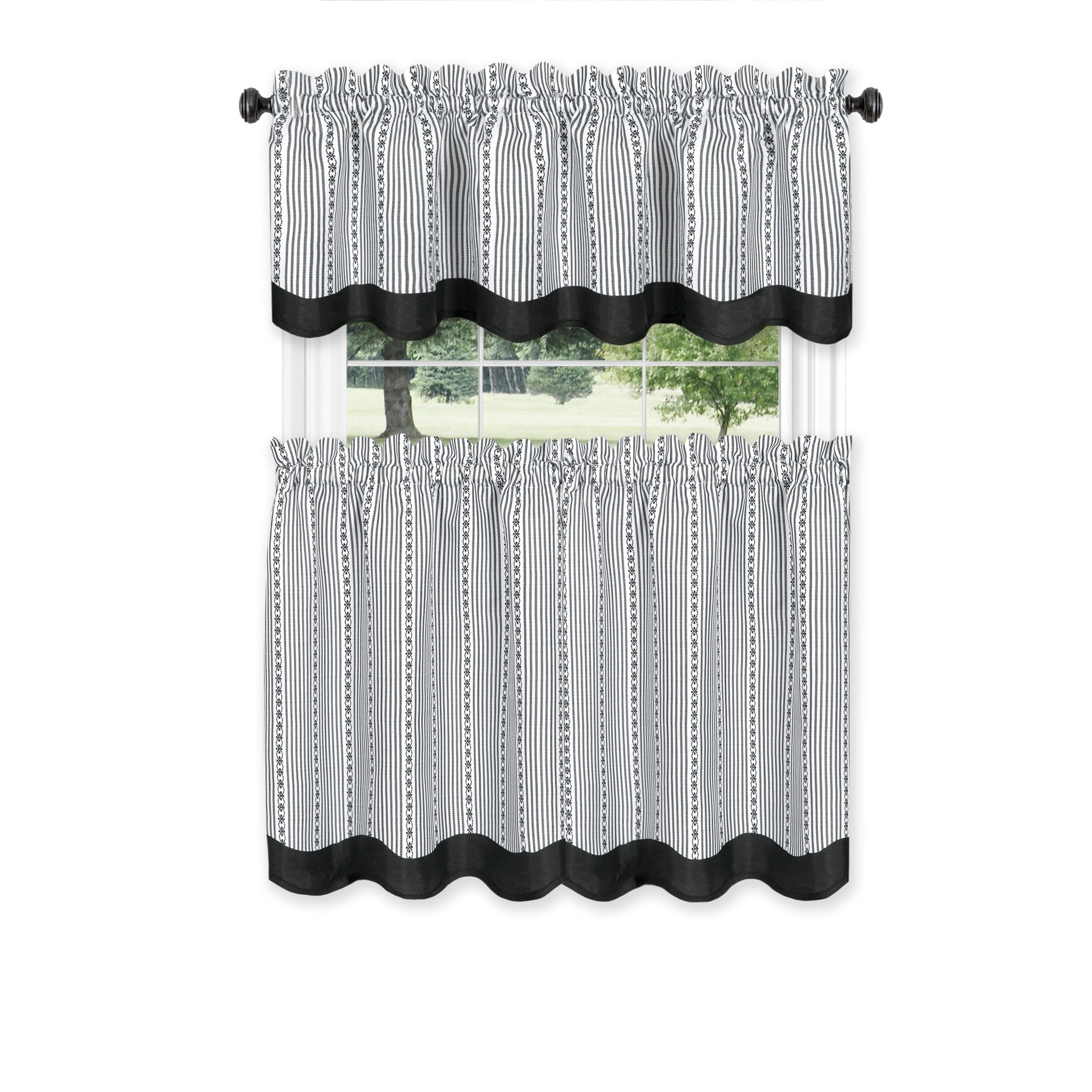 Achim Westport Window Curtain Tier Pair and Valance Set - 58x24 - Black/White