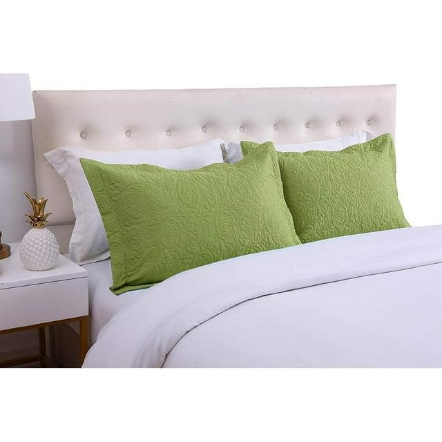 Porch & Den  Manor Embroidered Pillow Sham (Set of 2) Green 20 x 36 +2