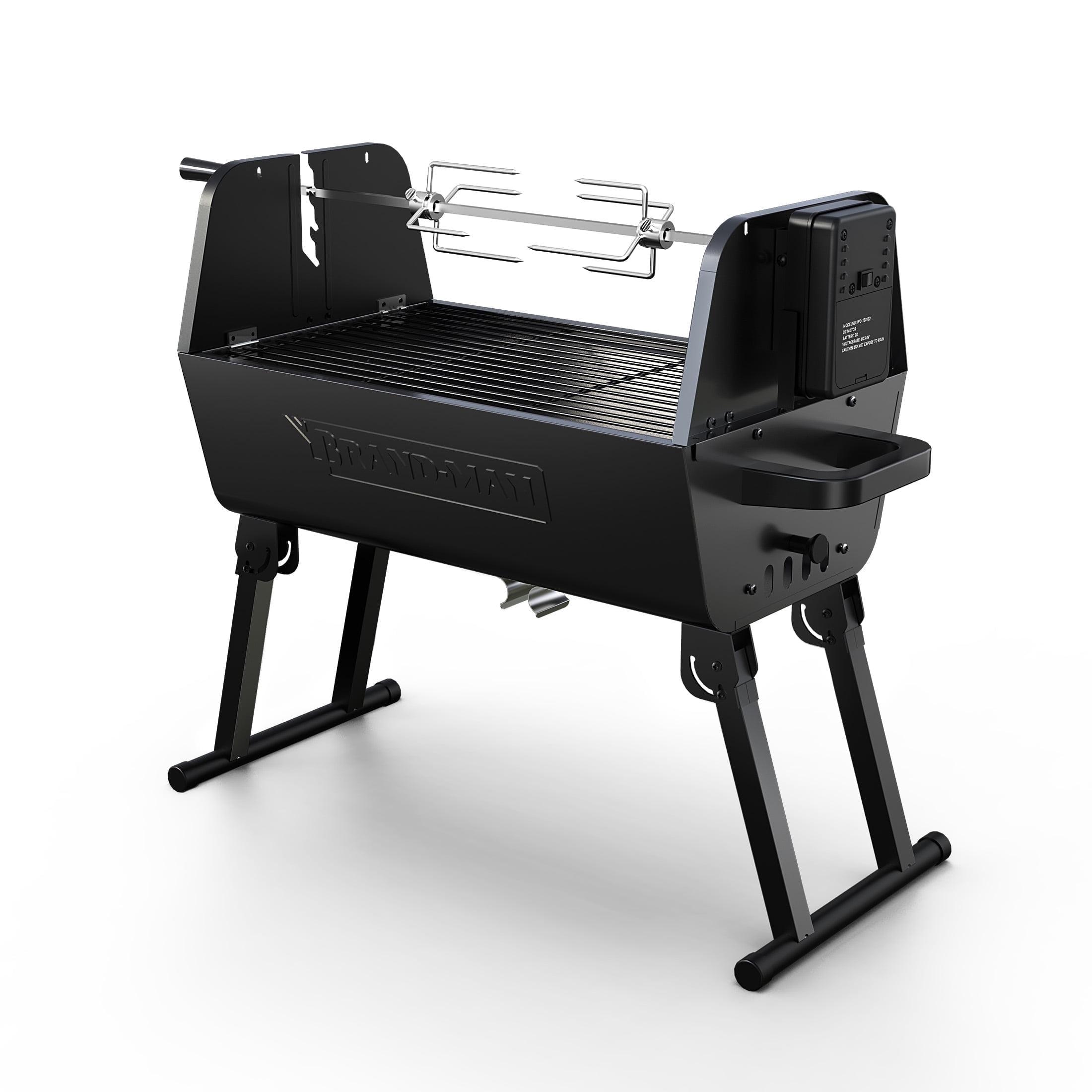 Brand-Man 2 in 1 Charcoal Grill with Rotisserie Grill Kit, Portable ‎Enameled Steel Barbecue Grill, Stainless Steel Spit Roaster with Motor & Adjustable Height for Backyard Camping Patio Tailgating