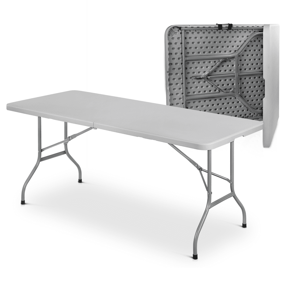 Plastic Folding Card Table, Indoor Outdoor Portable Picnic Table with Carrying Handle for Camping