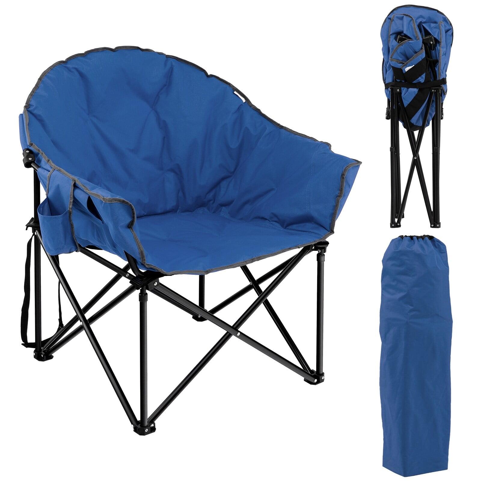 Navy Blue Portable Folding Camping Chair with Armrests