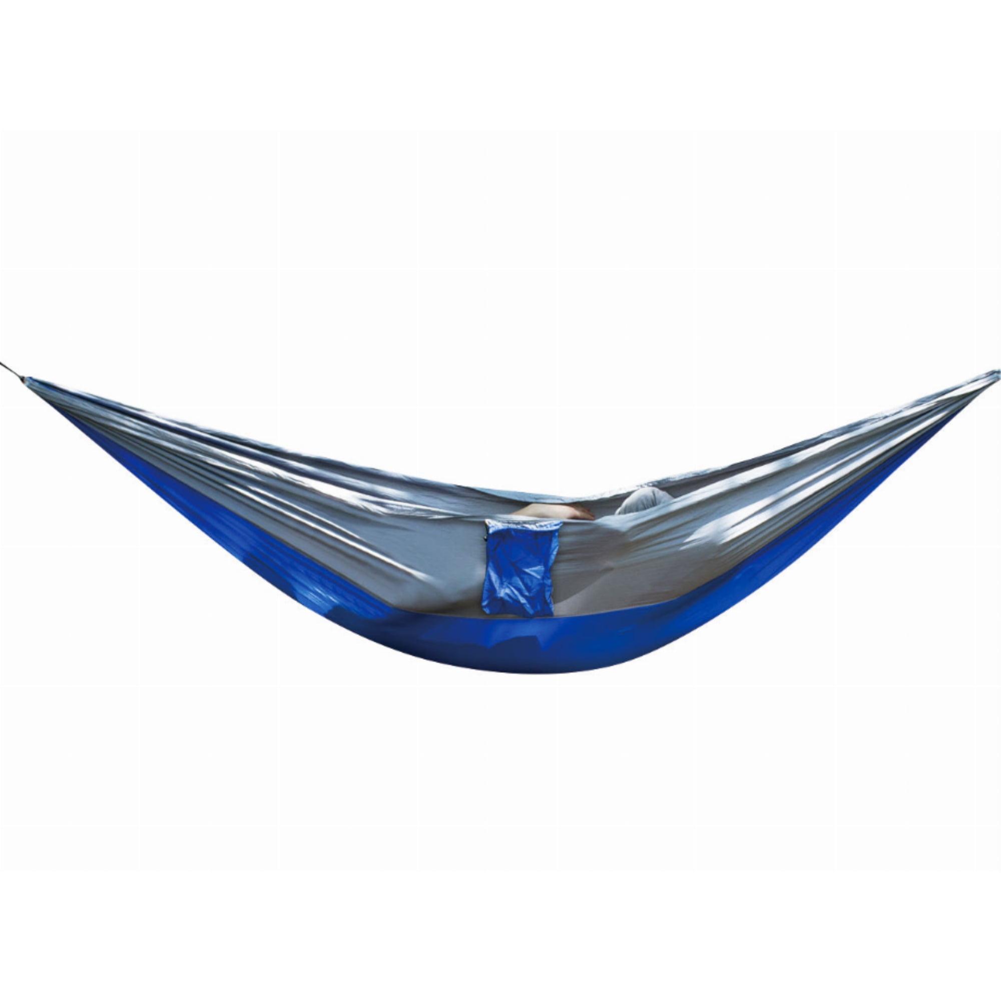 Blue and Gray Portable Camping Hammock with Carry Pouch