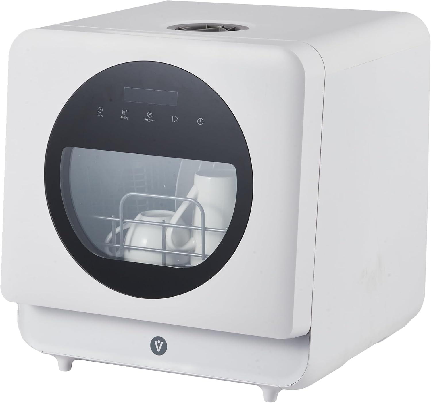 Portable Countertop Dishwashers, Tabletop Small Dishwasher with 5L Built-In Water Tank, 6 Washing Programs, Air-Dry Function and LED Light for Apartments& RVs