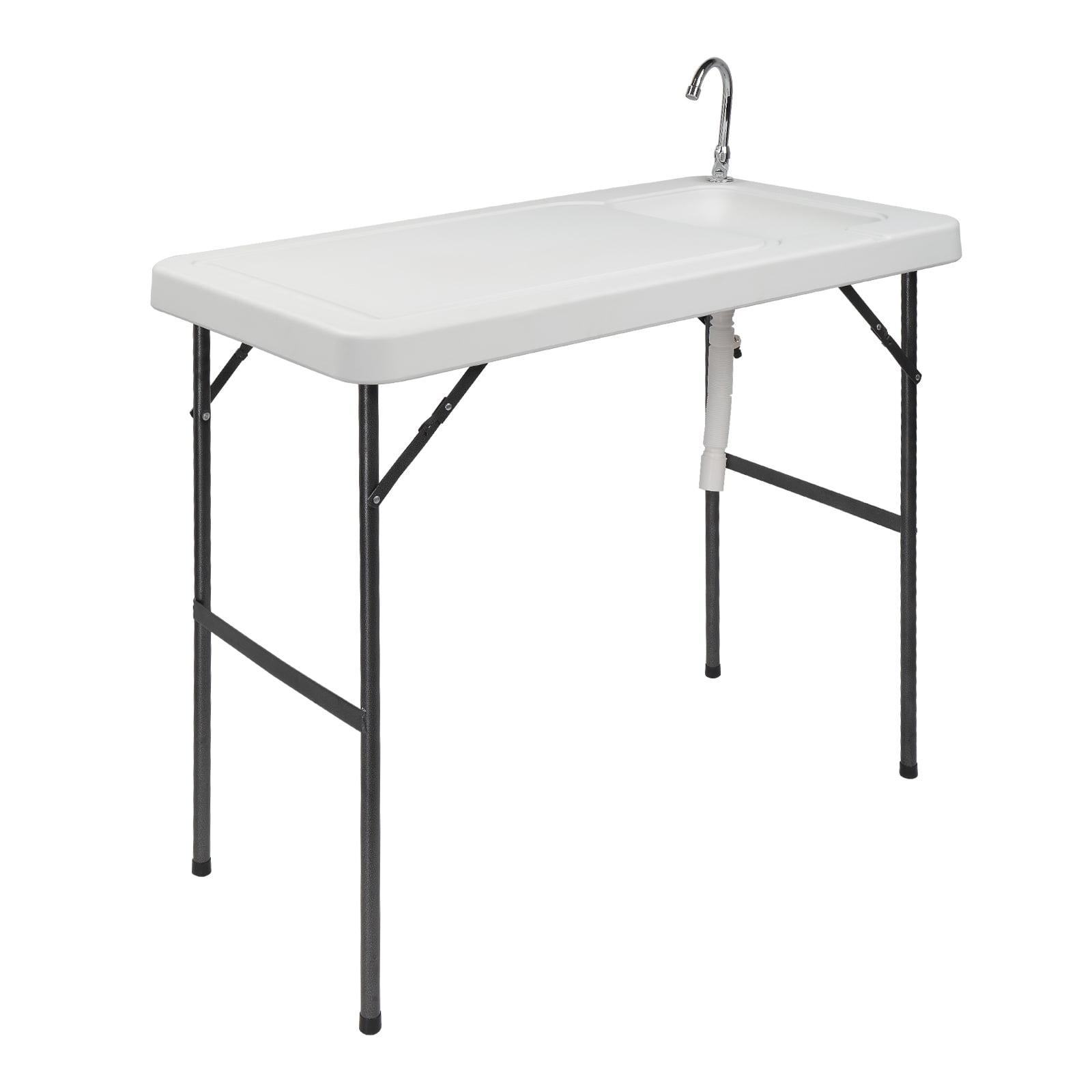 Portable Folding White HDPE Fish Cleaning Table with Sink Faucet