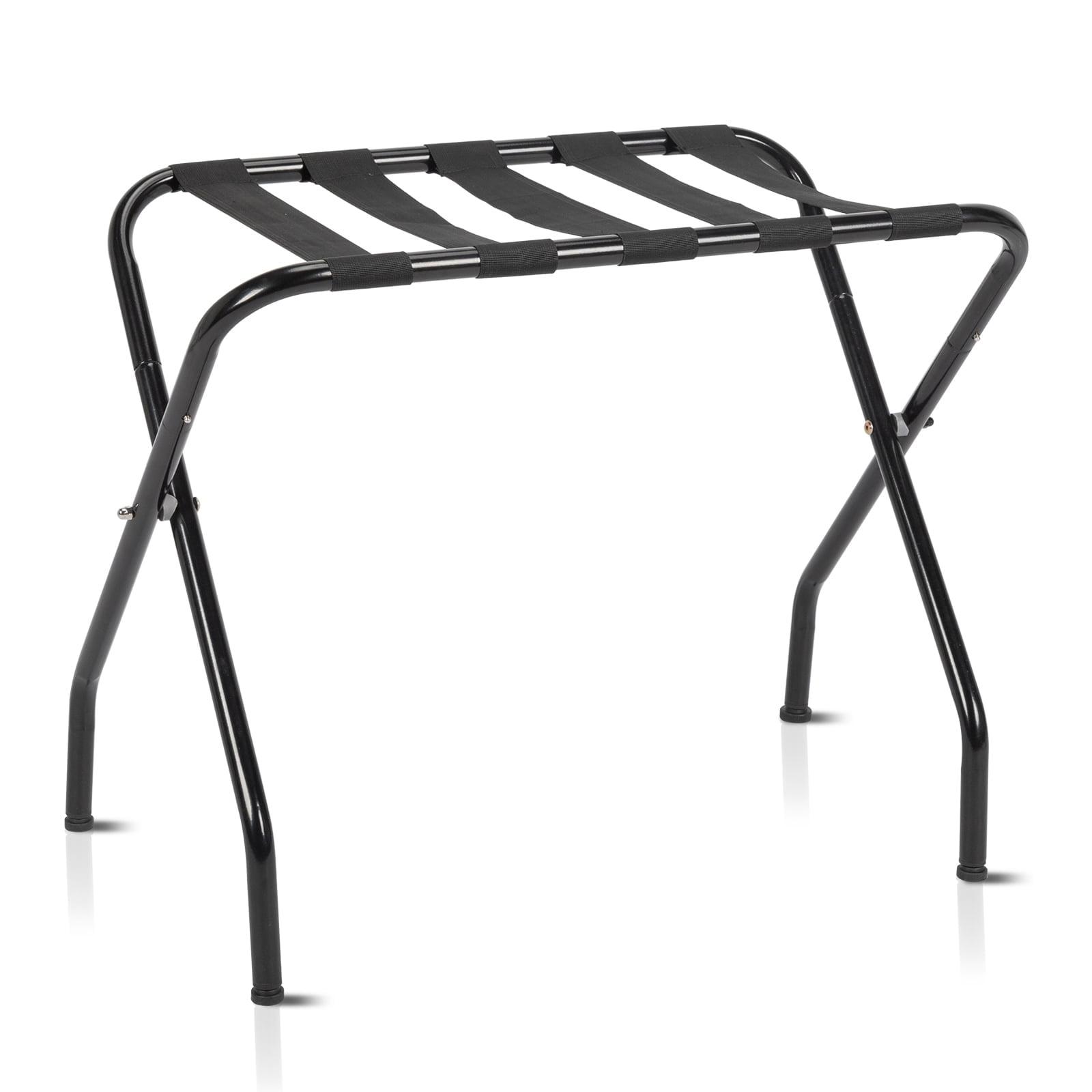 Black Metal Folding Luggage Rack with Nylon Straps