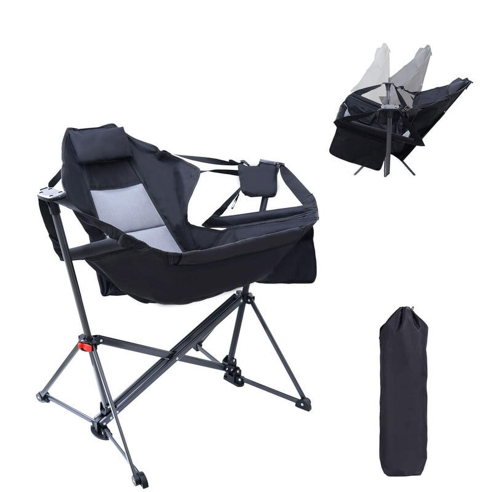 Black Lightweight Portable Hammock Camping Chair with Cupholder