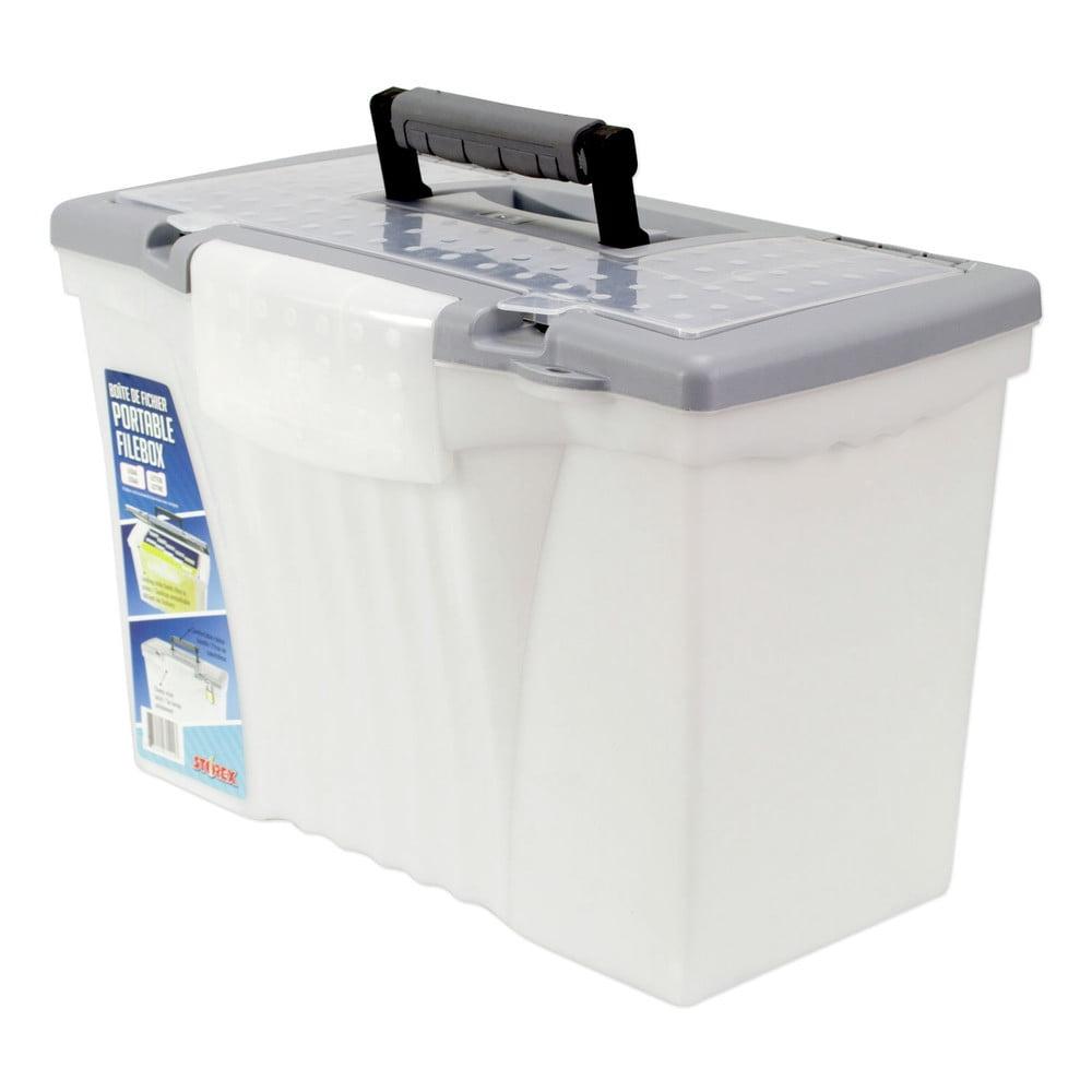 Portable Letter/Legal Filebox With Organizer Lid, Letter/Legal Files, 14.5" X 10.5" X 12", Clear/Silver