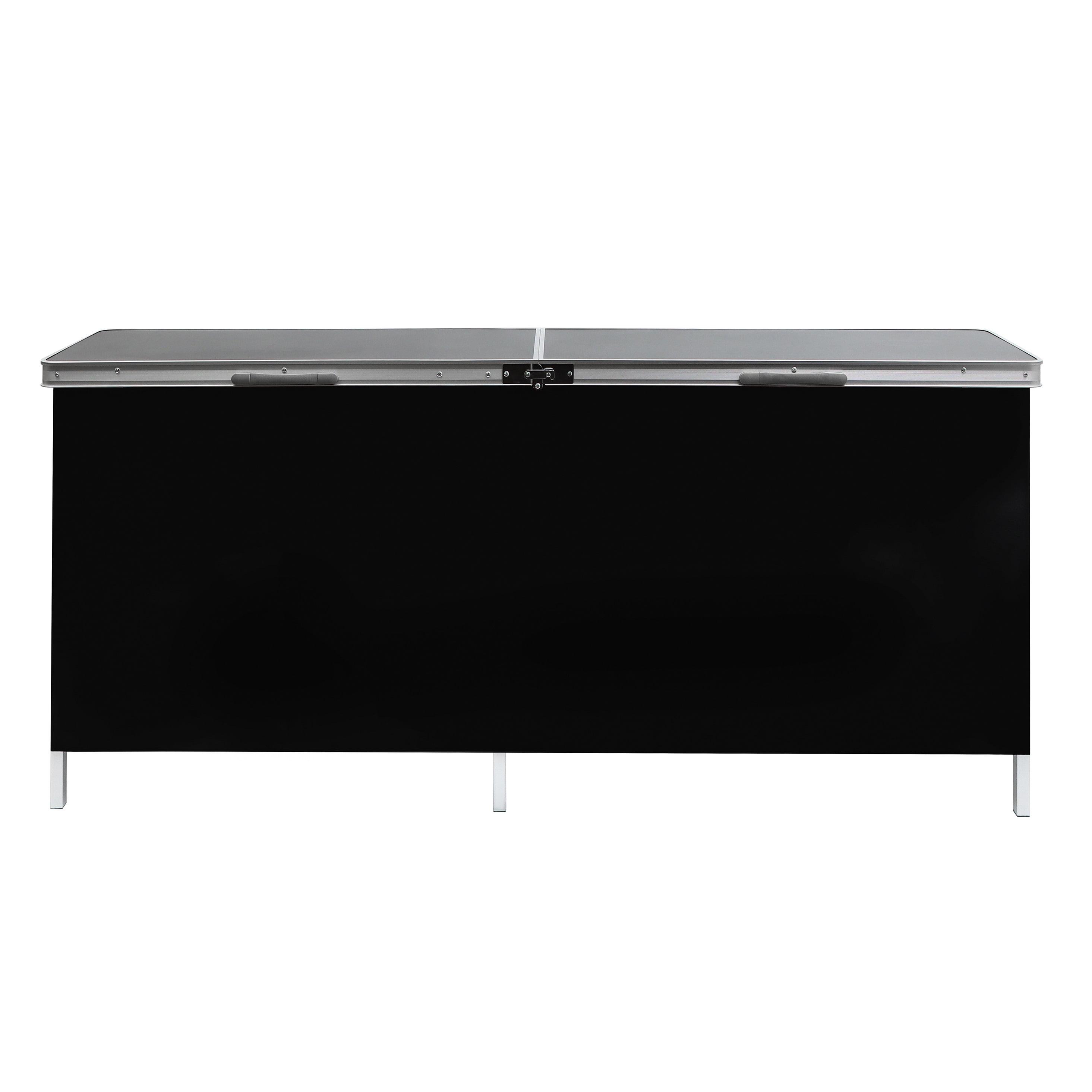 Portable Black Aluminum Outdoor Patio Bar Table with Skirt