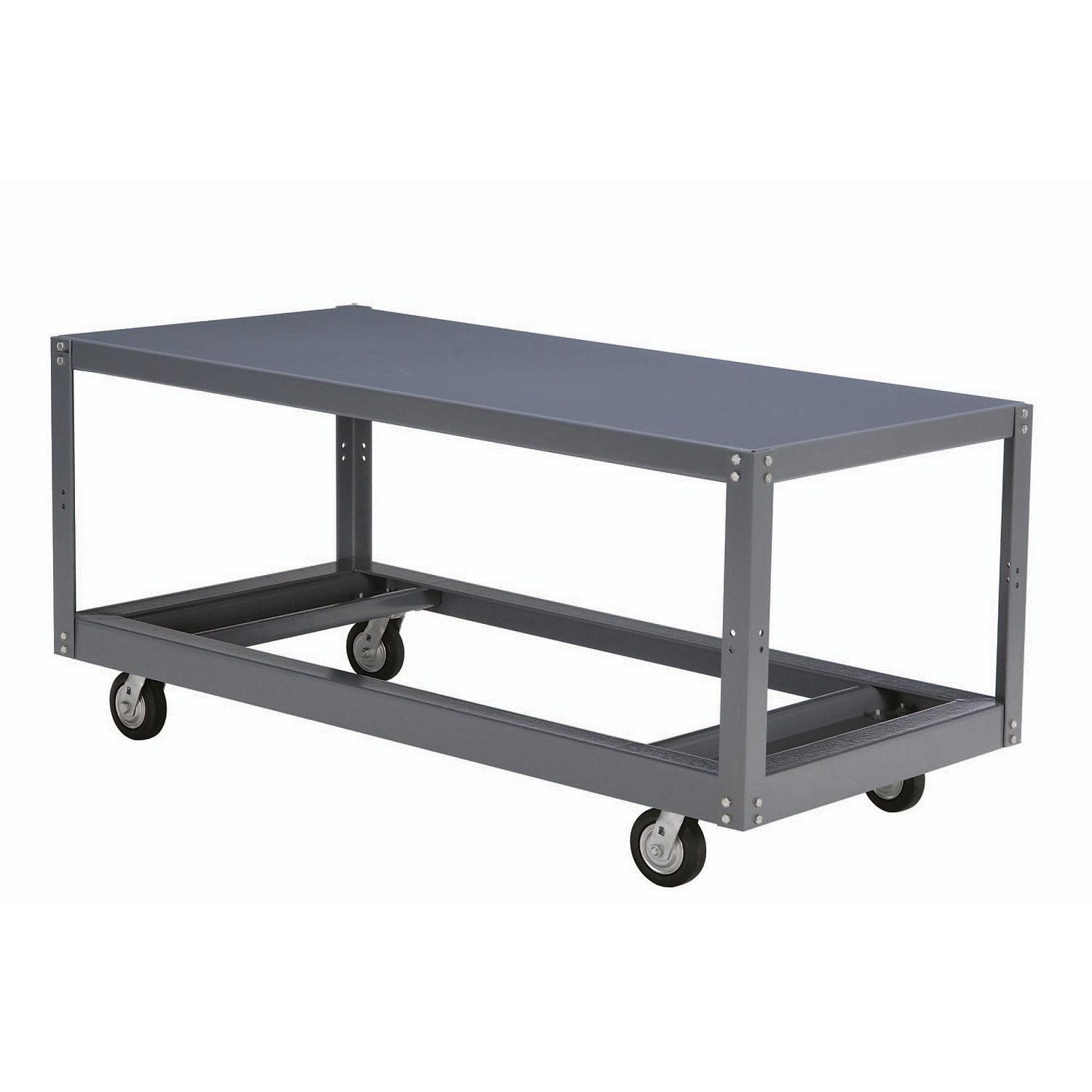 Gray Mobile Steel Work Table with 1 Shelf, 36" x 24"