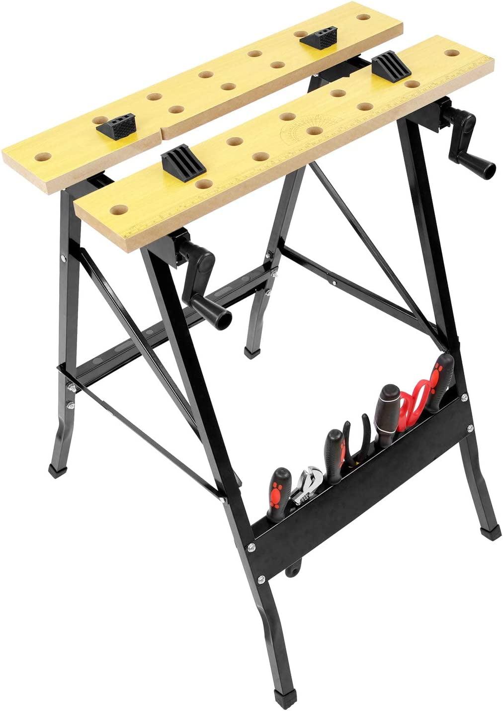 Portable Folding Workbench with Adjustable Clamps and Steel Frame