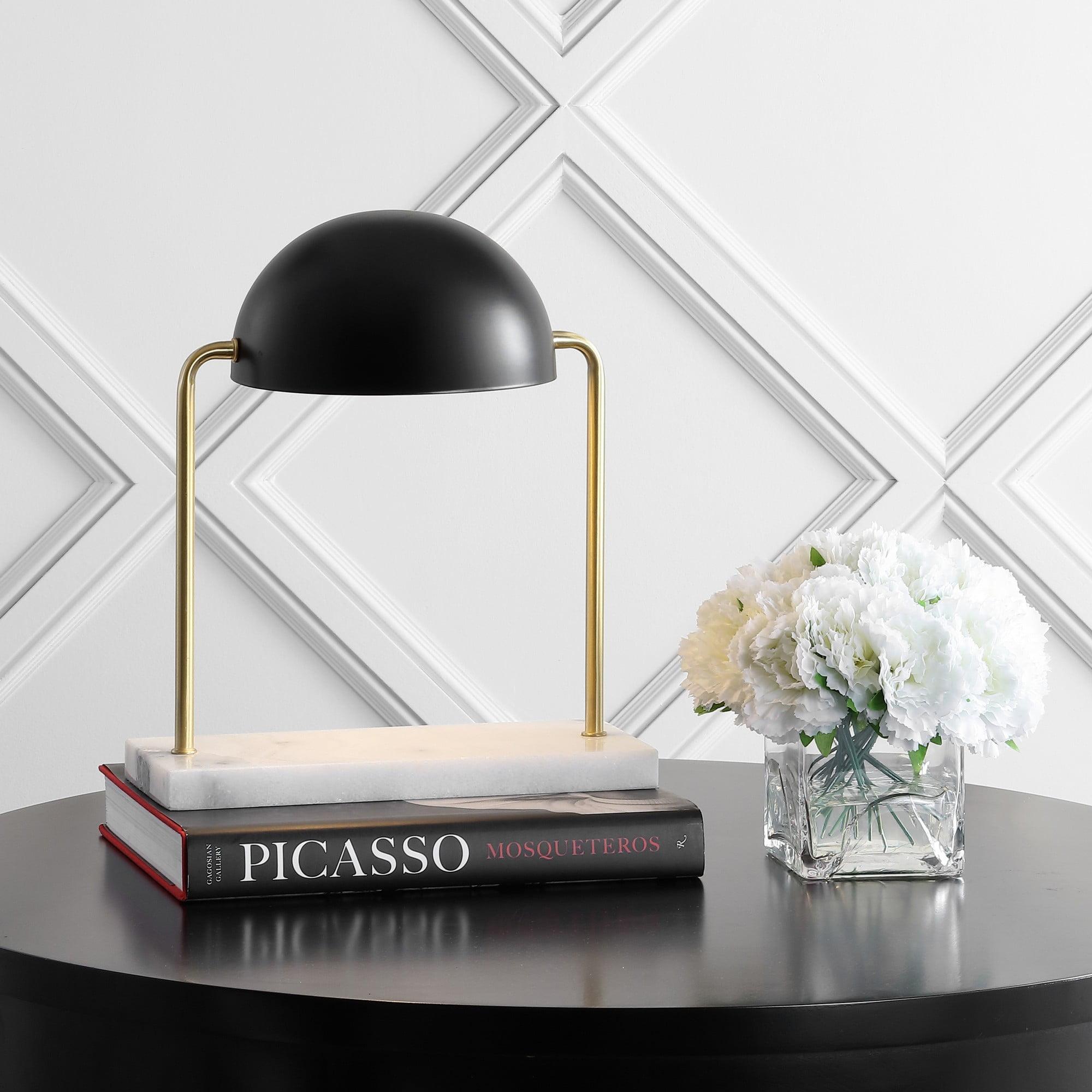 Porter 13.5" Black Dome Lamp with Marble Base