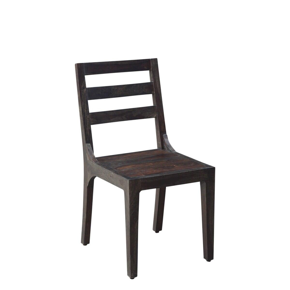 Elegant Black Wood Ladderback Side Chair with Slat Design