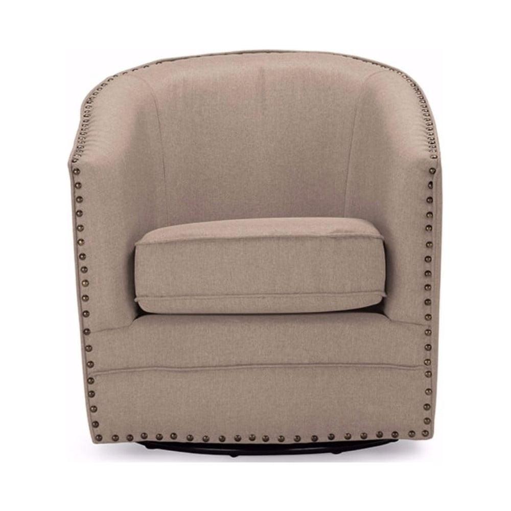 Porter Modern And Contemporary Classic Retro Fabric Upholstered Swivel Tub Chair - Baxton Studio