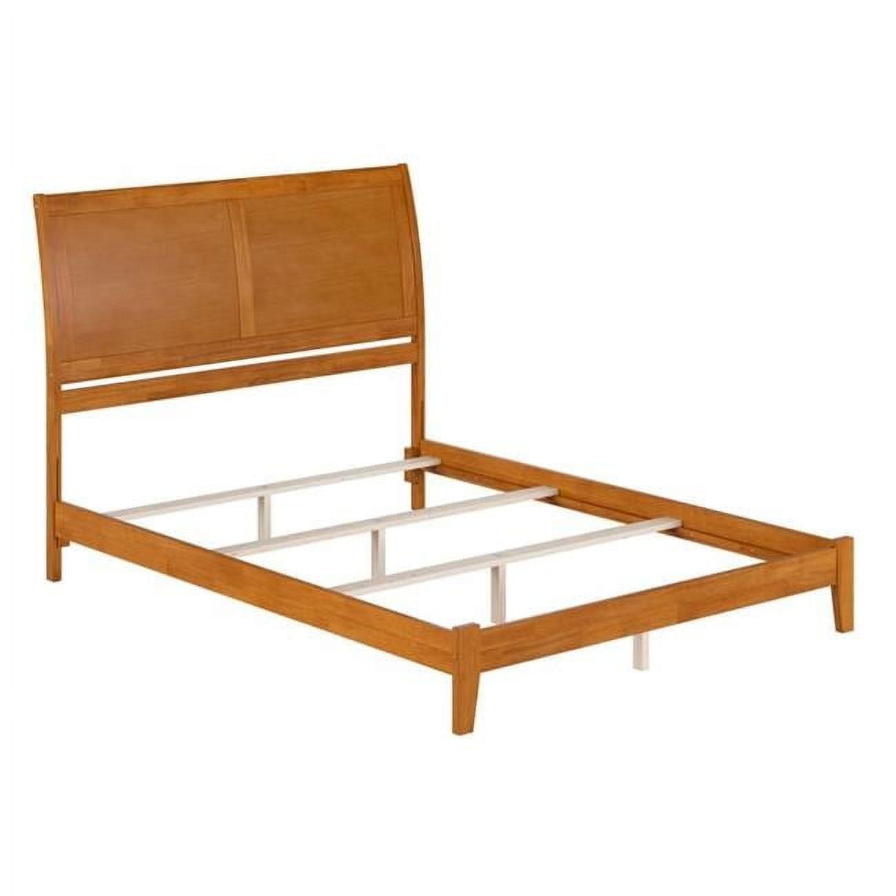 Portland Light Toffee Queen Wood Foundation Bed with Sleigh Headboard