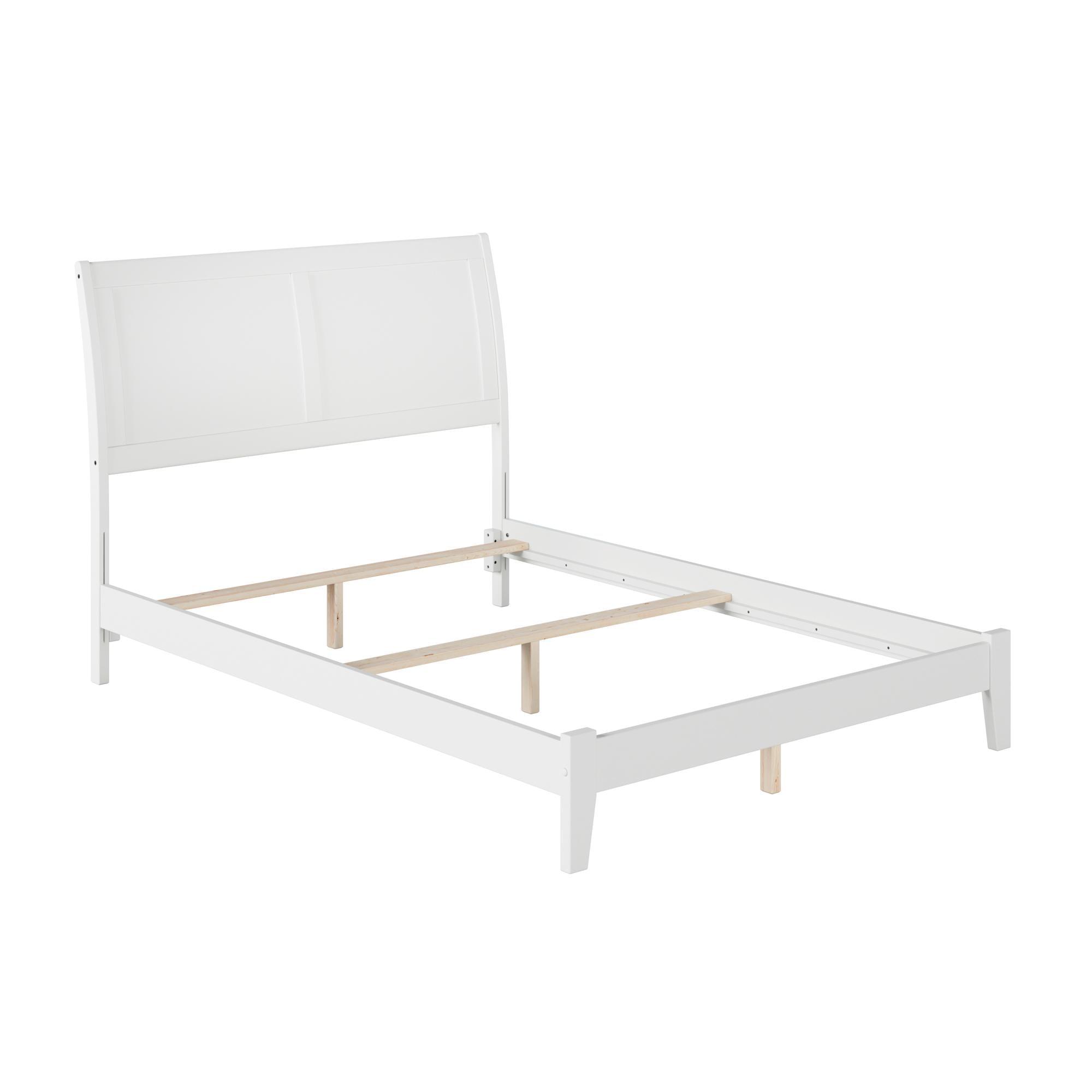 Portland Full/Double White Wood Sleigh Bed with Storage Drawers