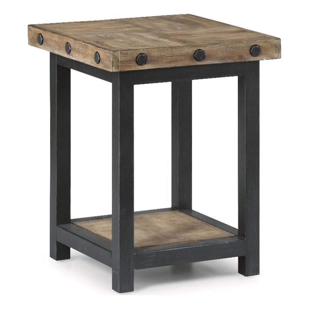 Portman Rustic Brown Wood and Metal Chairside Table