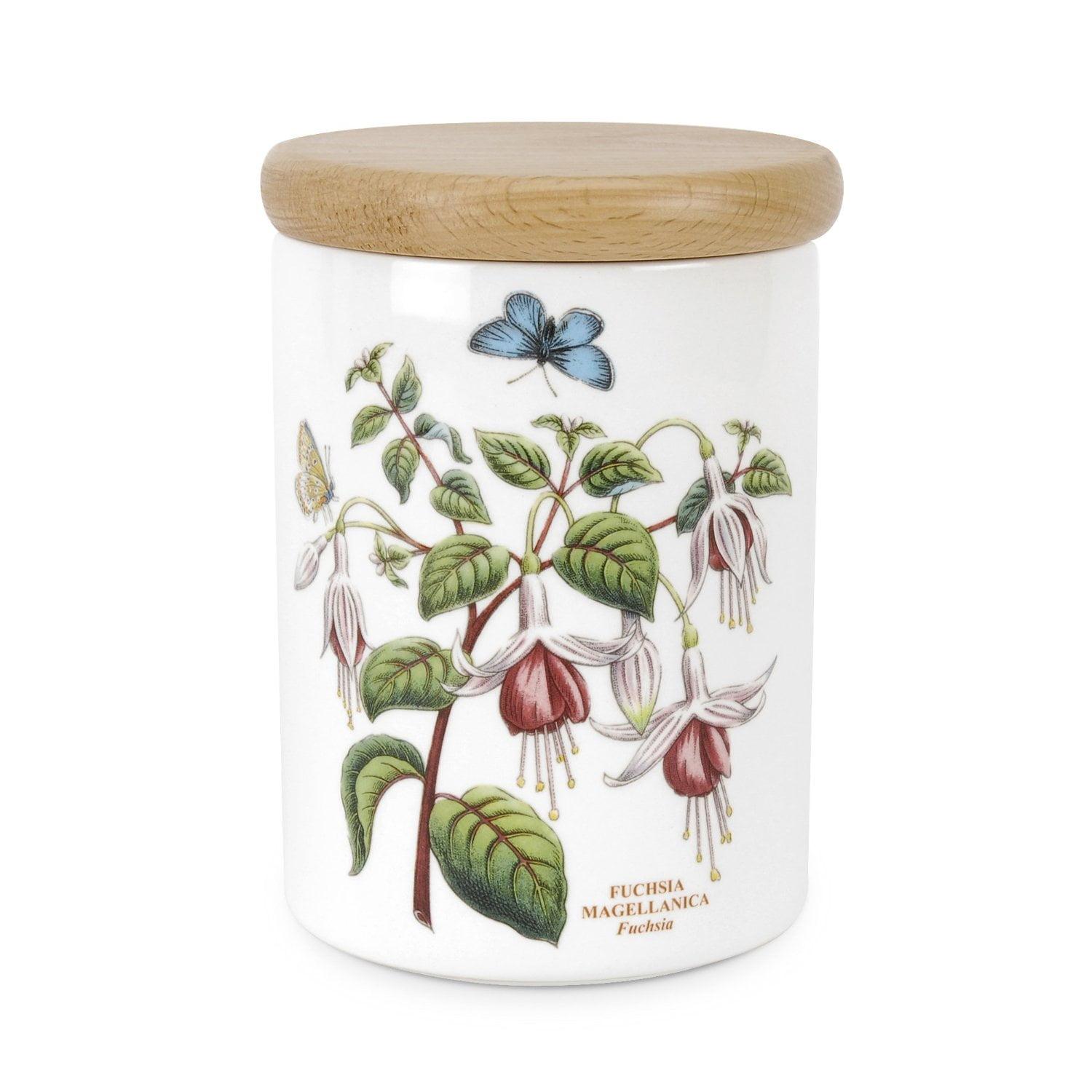 Botanic Garden 5.5" White Ceramic Airtight Canister with Floral Print