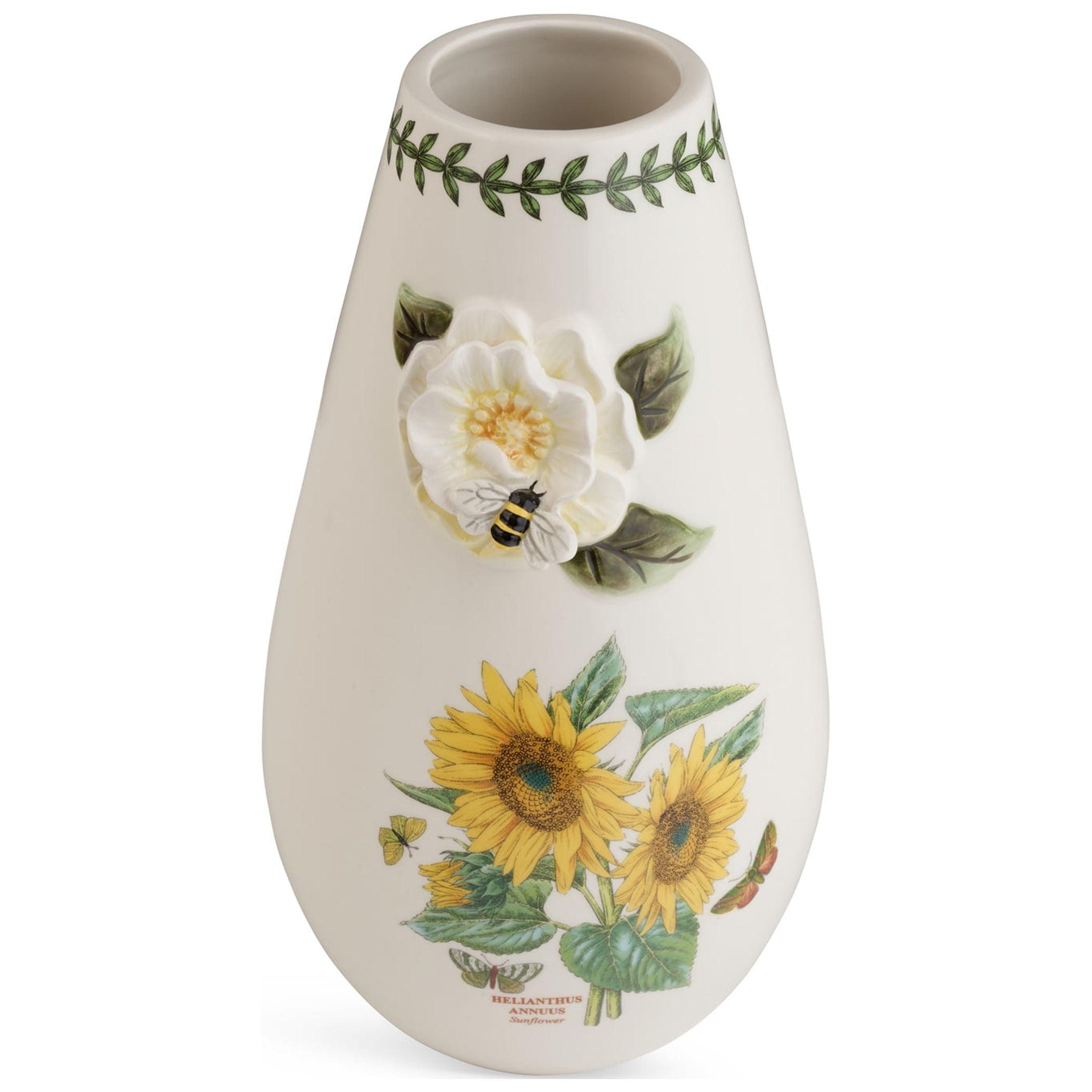 Classic Ceramic Sunflower Bud Vase with Botanical Theme