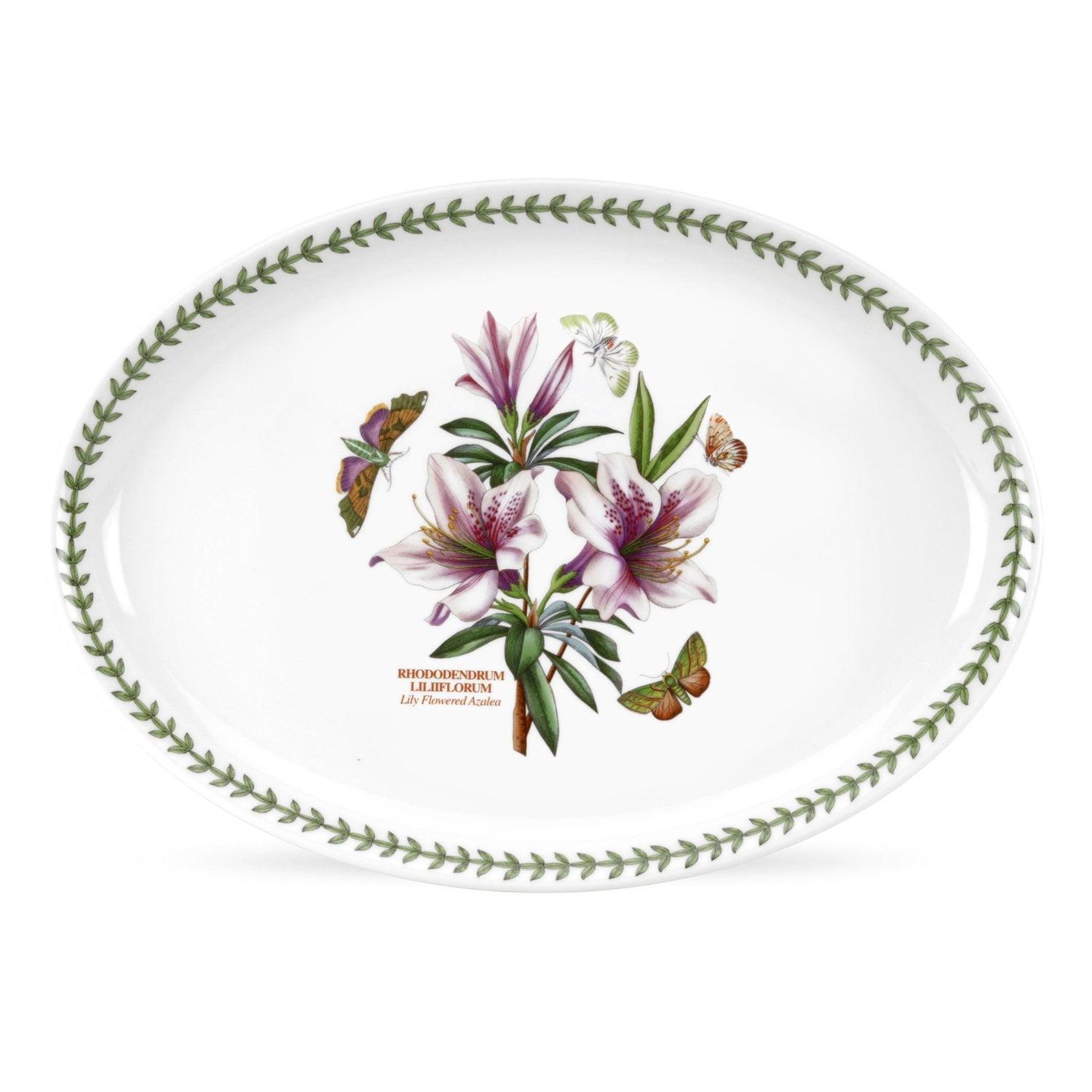 White Floral Ceramic Oval Serving Platter