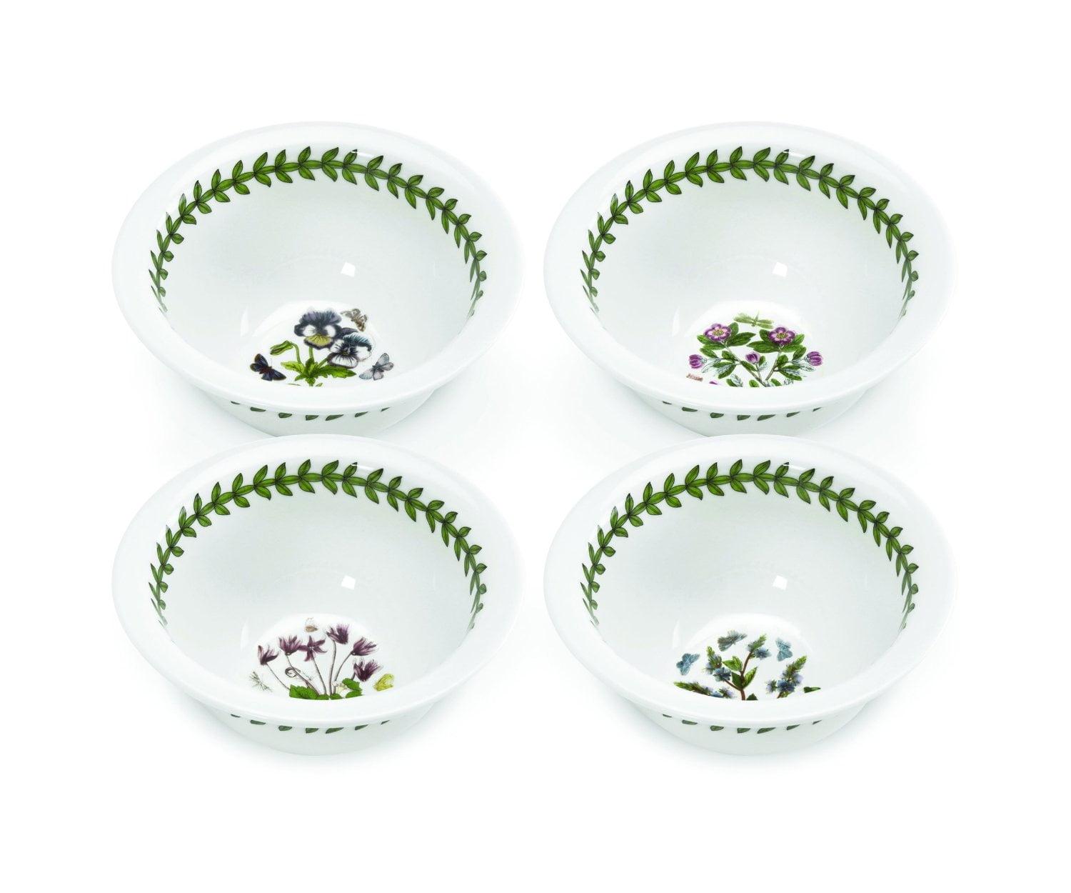 Botanic Garden Floral Motif Ceramic Mini Bowls, Set of 4