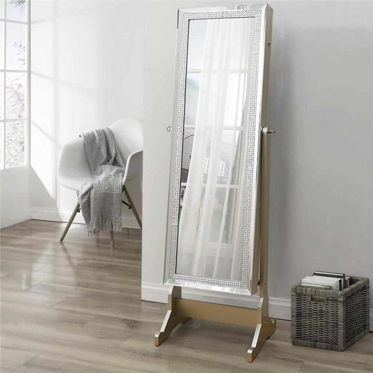 Champagne Full Length Mirror Jewelry Armoire with LED Lights