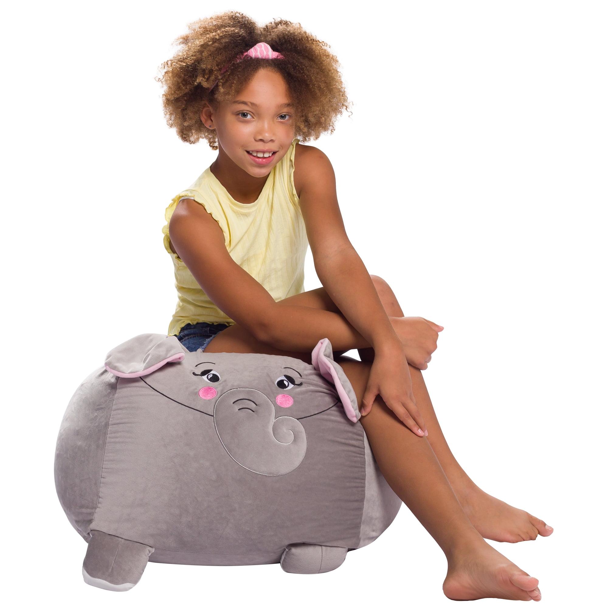 Gray Elephant Large Animal Bean Bag Chair with Removable Cover