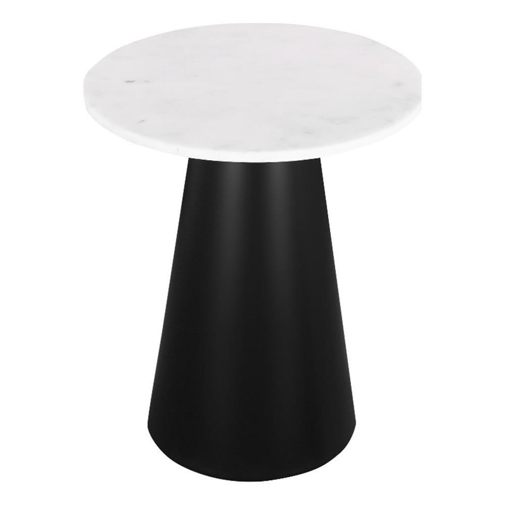 Posh Living Talen 18" Round Marble Side Table in Black Finish