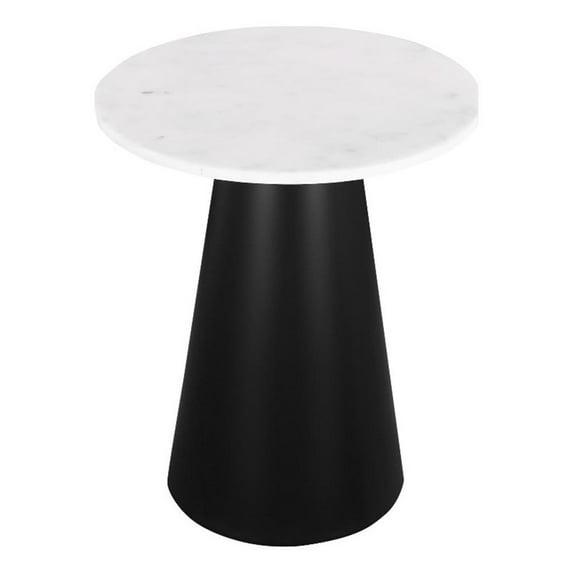 Posh Living Talen 18" Round Marble Side Table in Black Finish