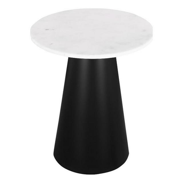 Posh Living Talen 18" Round Marble Side Table in Black Finish