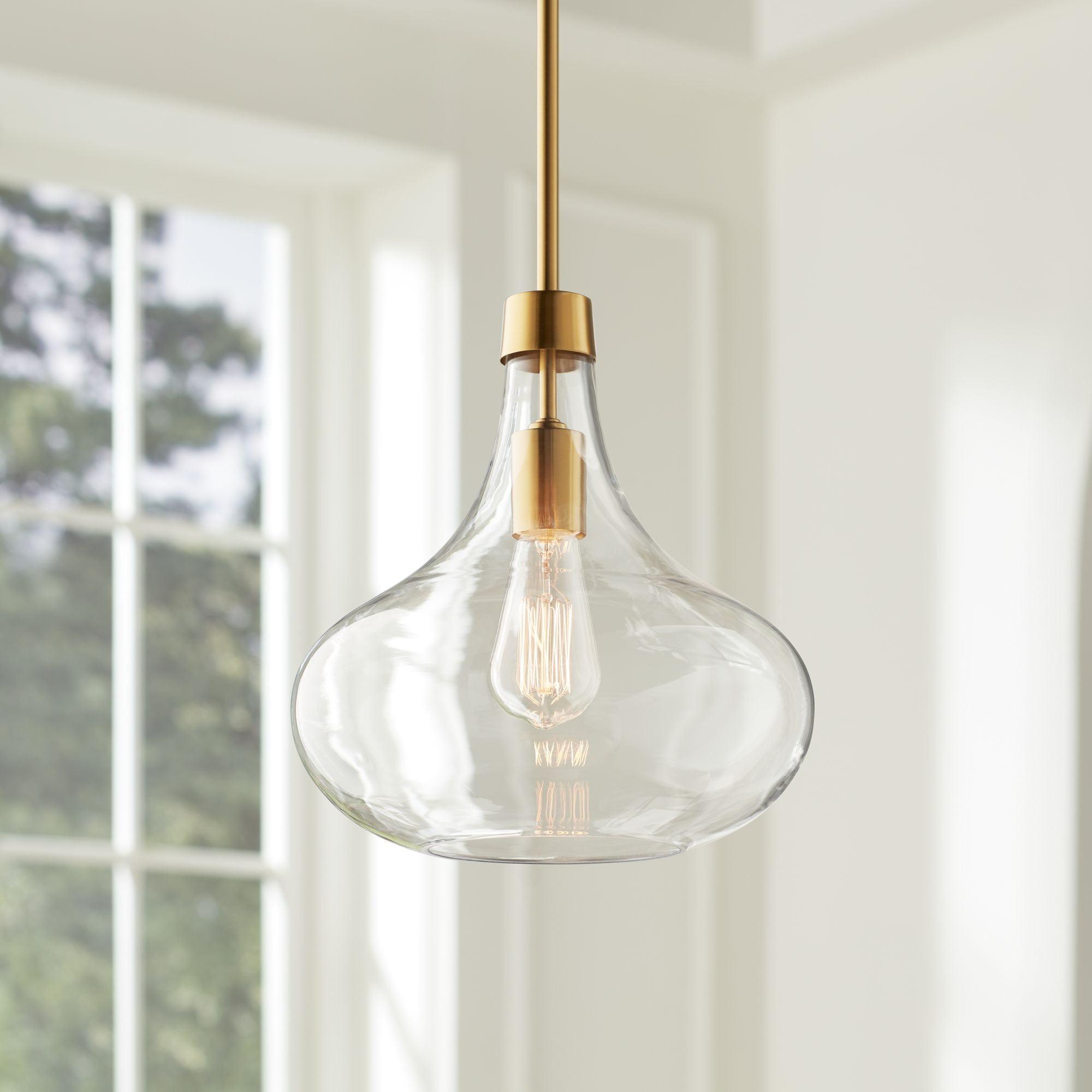 Antique Brass Elegance Mini Pendant Light with Clear Glass Shade