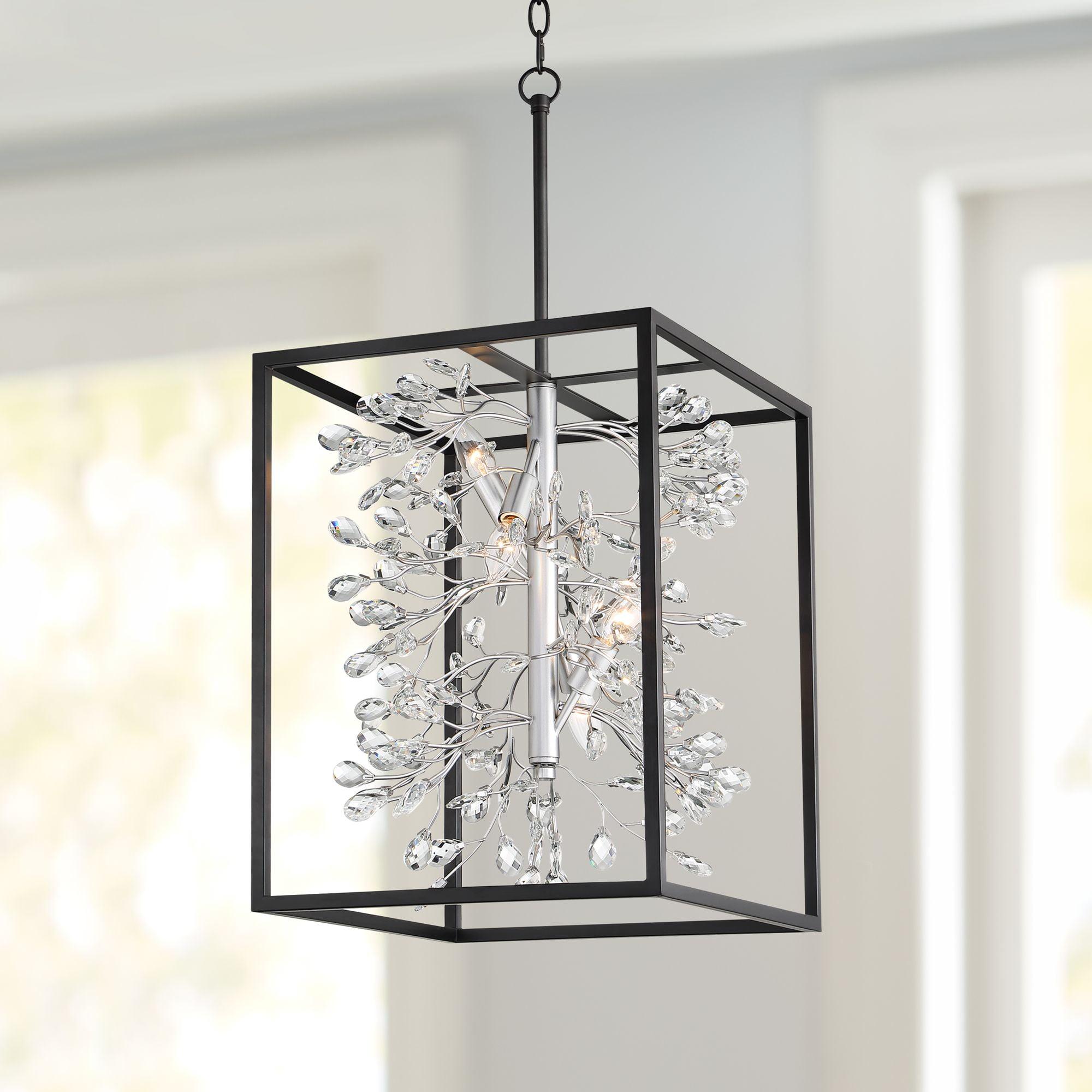 Black and Silver Crystal Flower Vine Pendant Chandelier