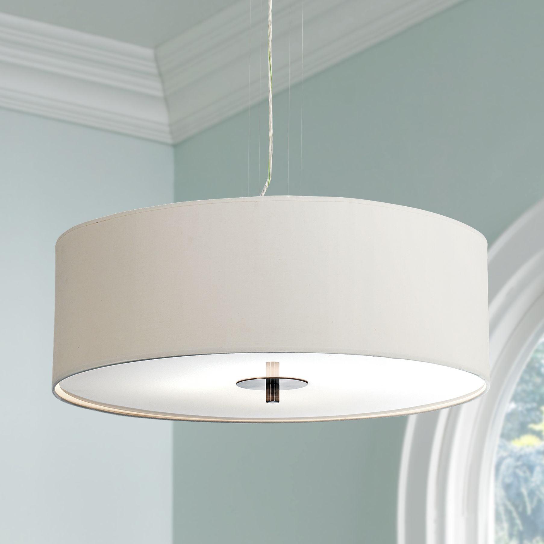 Brushed Nickel 26" Drum Pendant Light with Acrylic Diffuser