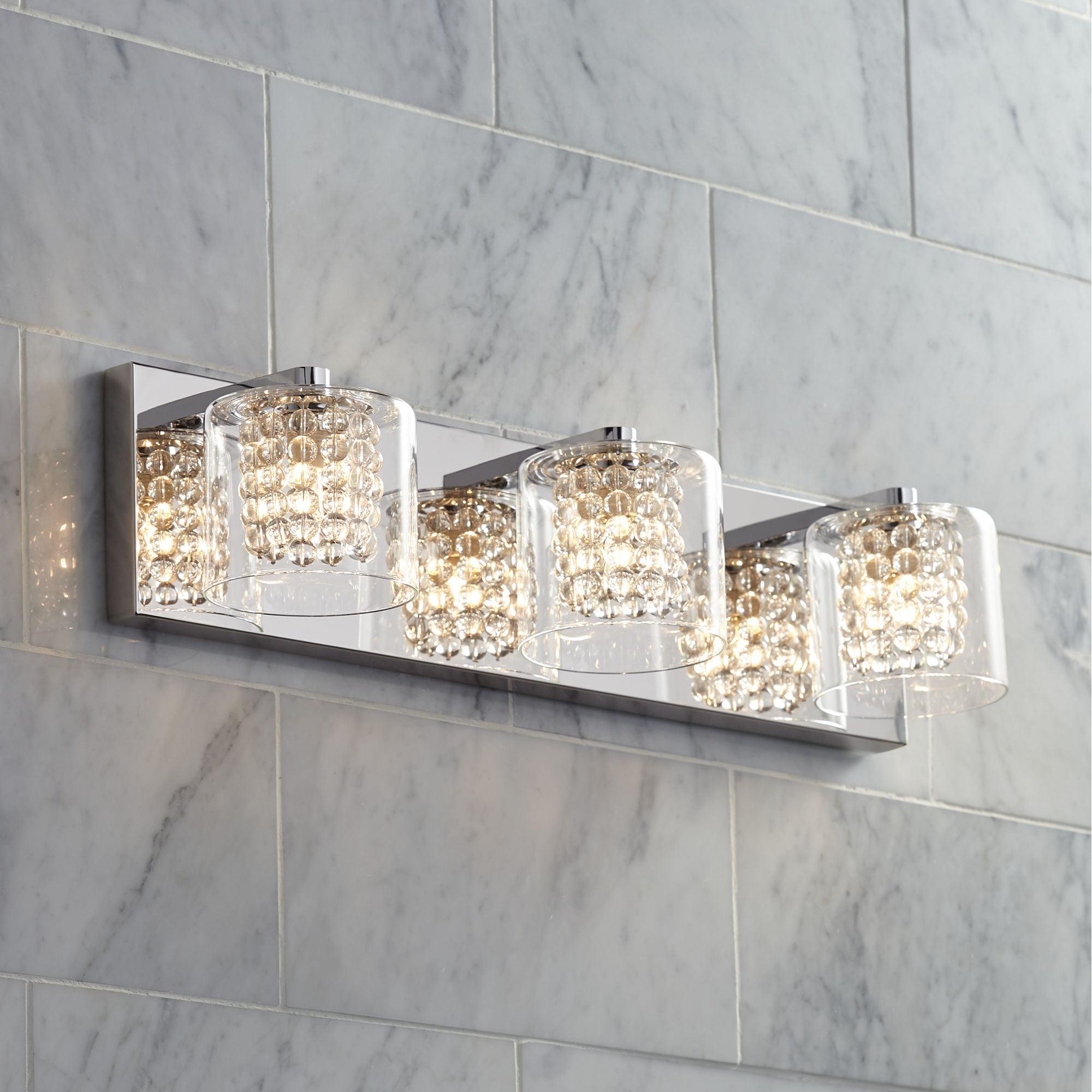 Coco Chrome 25.59" Modern 3-Light Bathroom Vanity Light with Crystal Beads