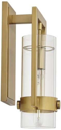 Derina 14" Gold Metal Wall Sconce with Clear Glass Shade