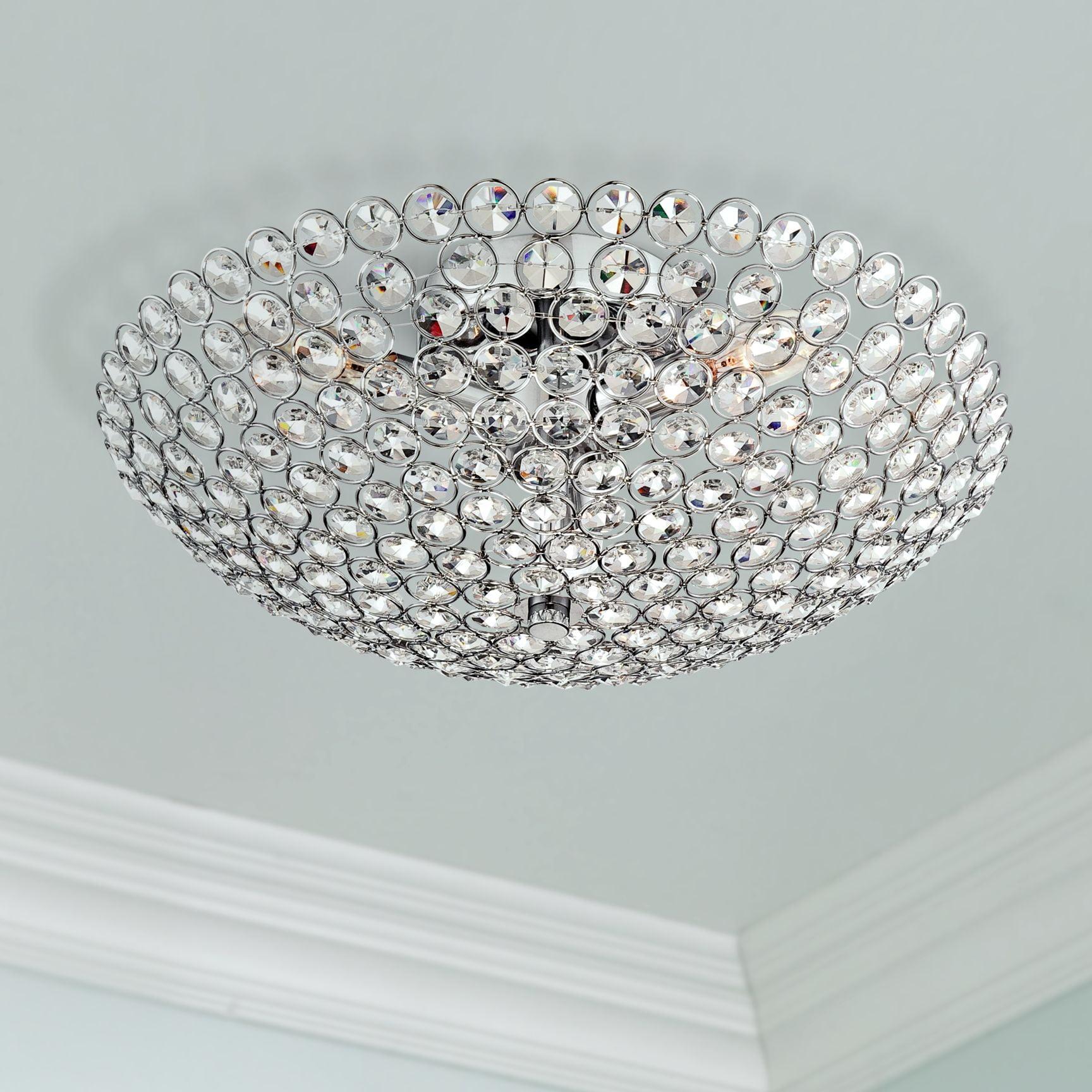 Geneva 16" Chrome Crystal Bowl Ceiling Light