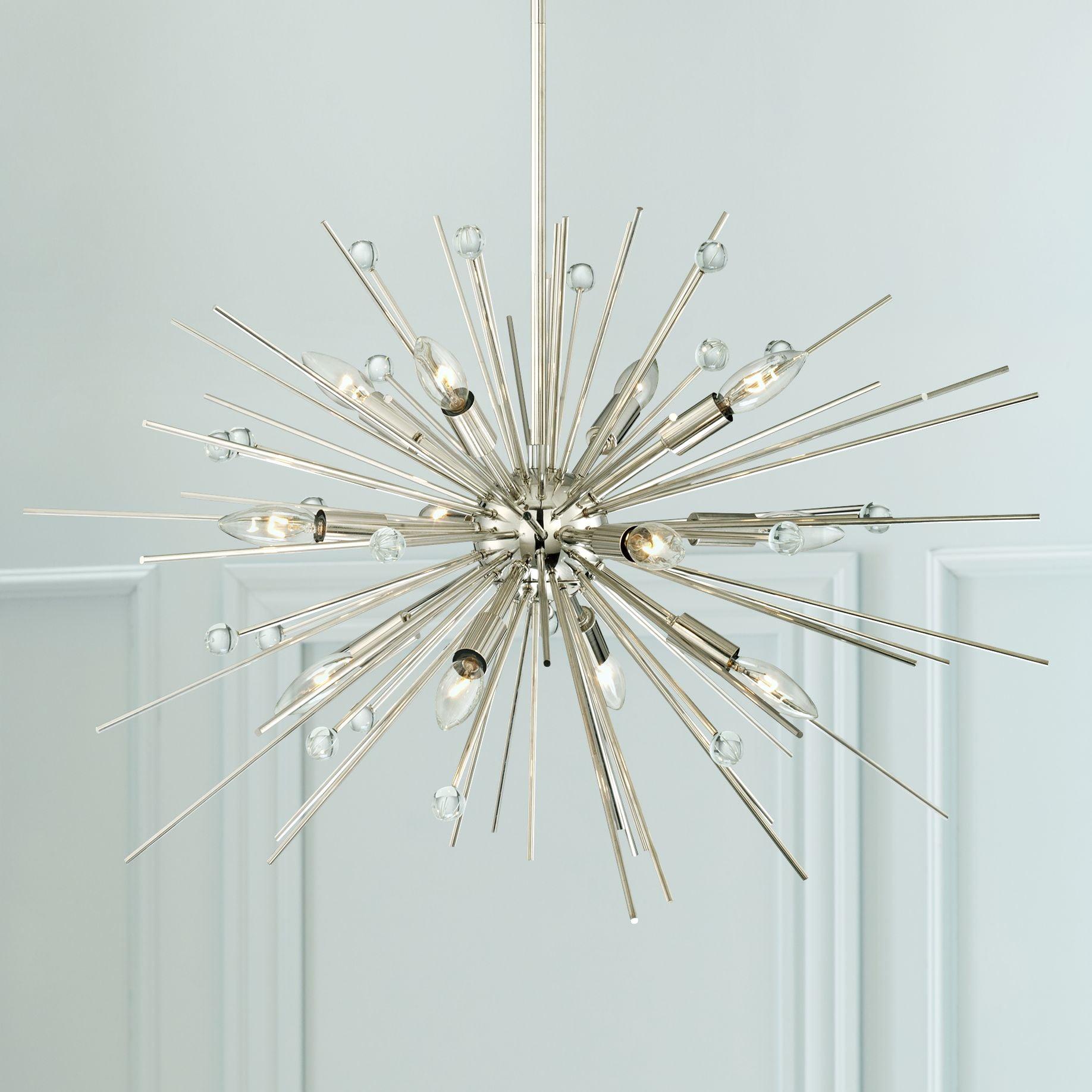 Polished Nickel Sputnik Chandelier with Crystal Accents